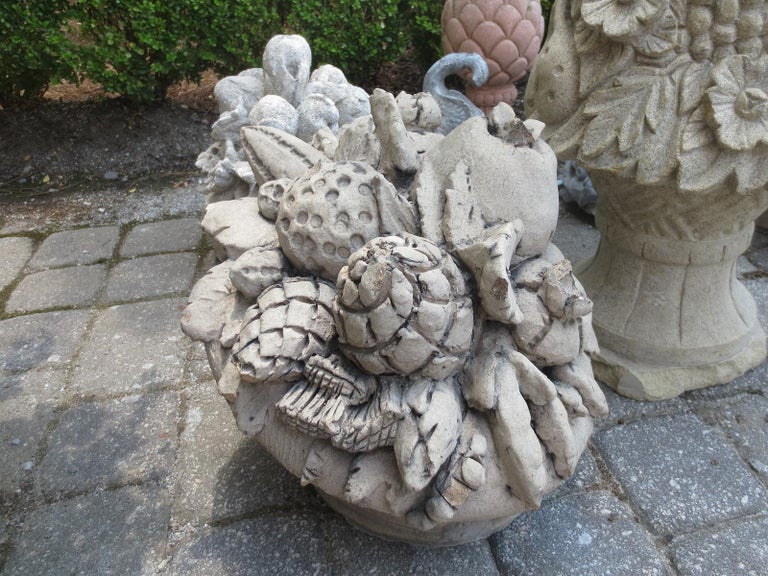 Late 19th20th Century Carved Stone Fruit Baskets For Sale at 1stDibs