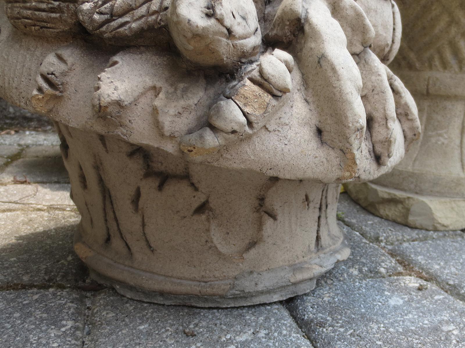 Late 19th-20th Century Carved Stone Fruit Baskets For Sale 2