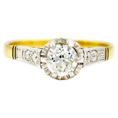 Late 19th C. 0.67 Ct. Two Tone Yellow Gold Engagement Ring K SI1