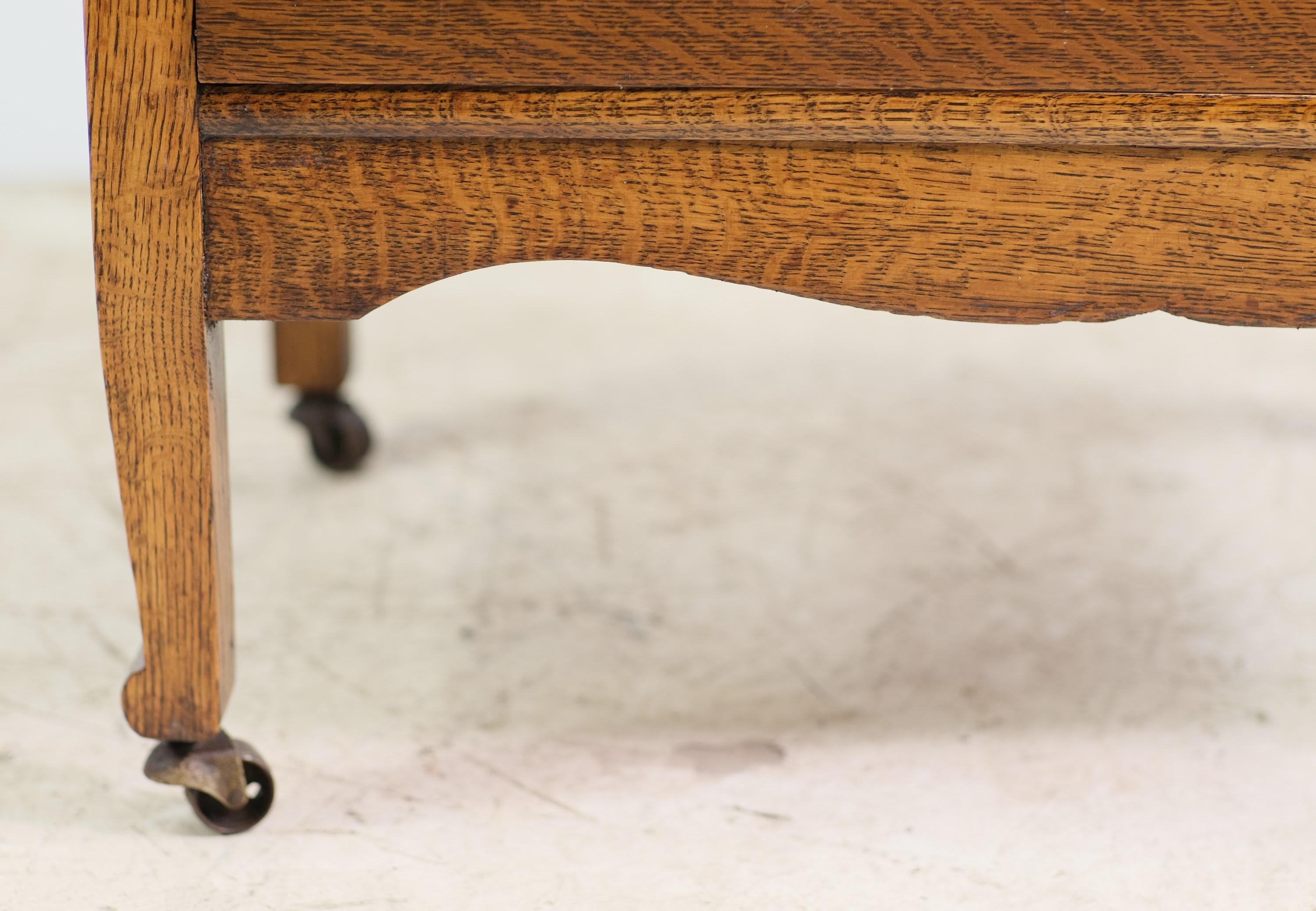Late 19th C 5 Drawer Tiger Oak Highboy Dresser w Mirror 3