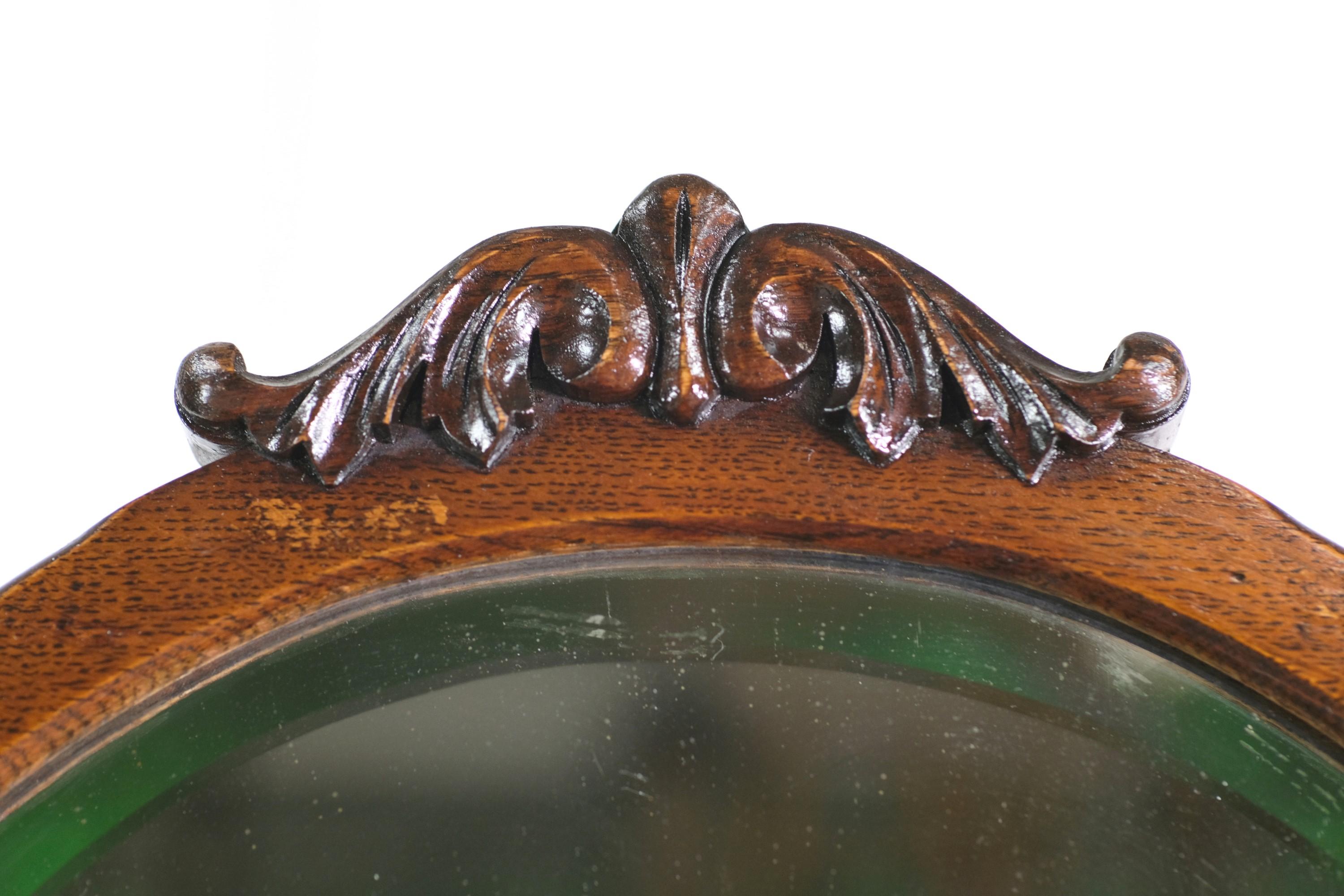 American Late 19th C 5 Drawer Tiger Oak Highboy Dresser w Mirror