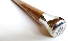 Late 19th C. American "Dome Top" Sterling Silver Handle On Wooden Walking Stick