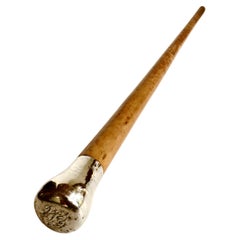 Late 19th C. American "Dome Top" Sterling Silver Handle On Wooden Walking Stick