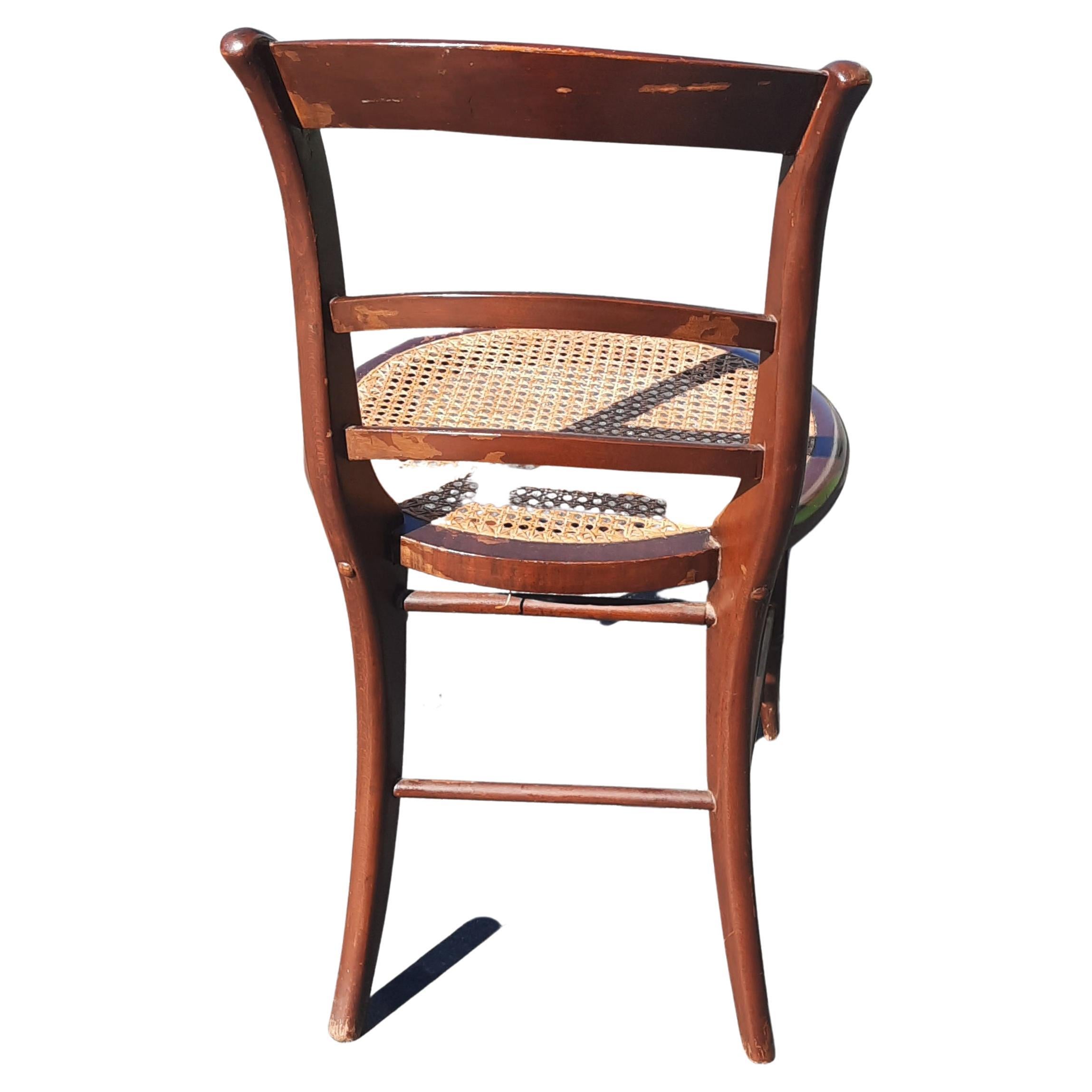 Late 19th C. Americana Ladderback Mahogany and Cane Seat Chairs, a Pair 1