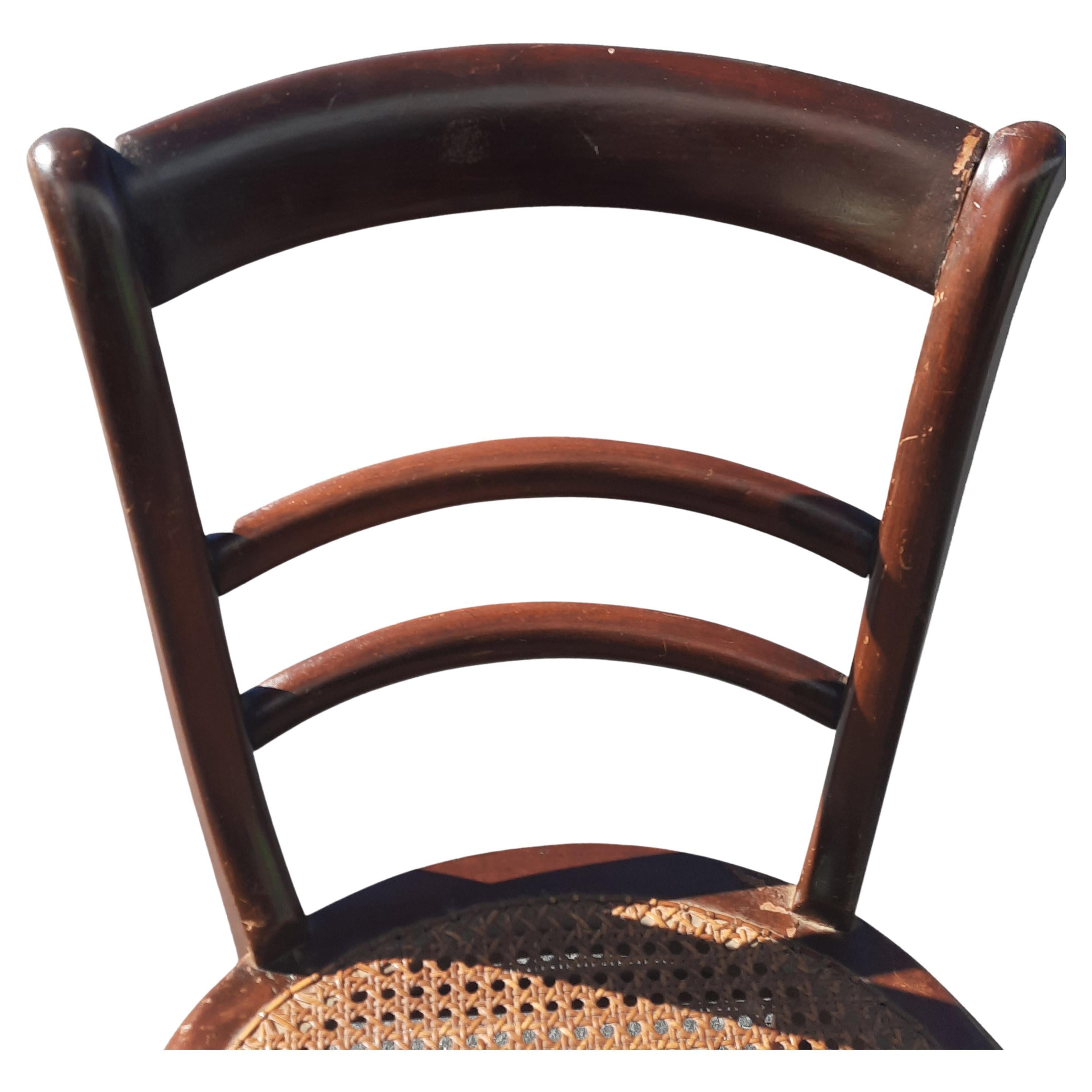 Late 19th C. Americana Ladderback Mahogany and Cane Seat Chairs, a Pair 2