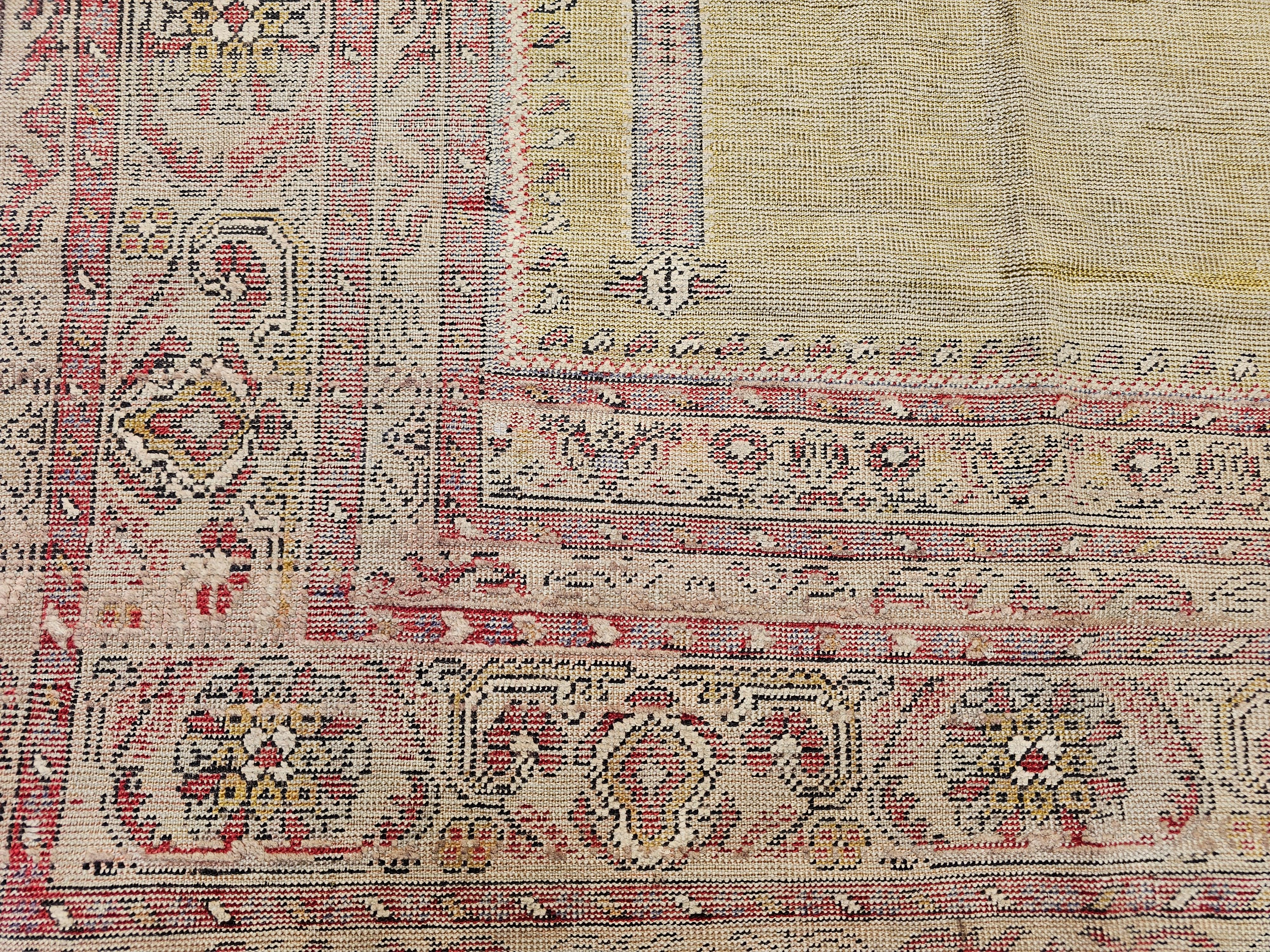 Late 19th C. Anatolian Turkish Prayer Rug – Pale Yellow with Pastel Accents For Sale 4