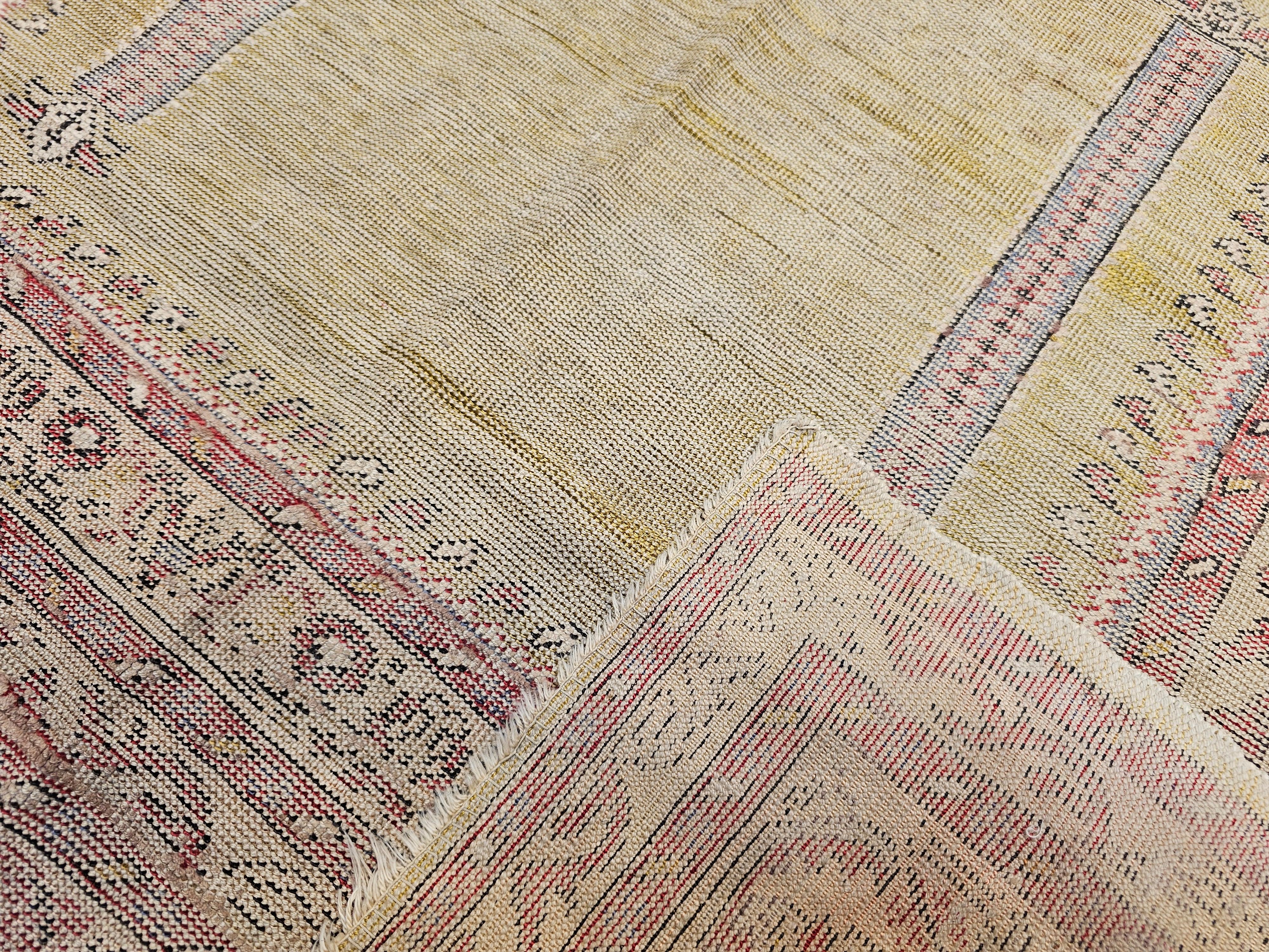 Late 19th C. Anatolian Turkish Prayer Rug – Pale Yellow with Pastel Accents For Sale 5