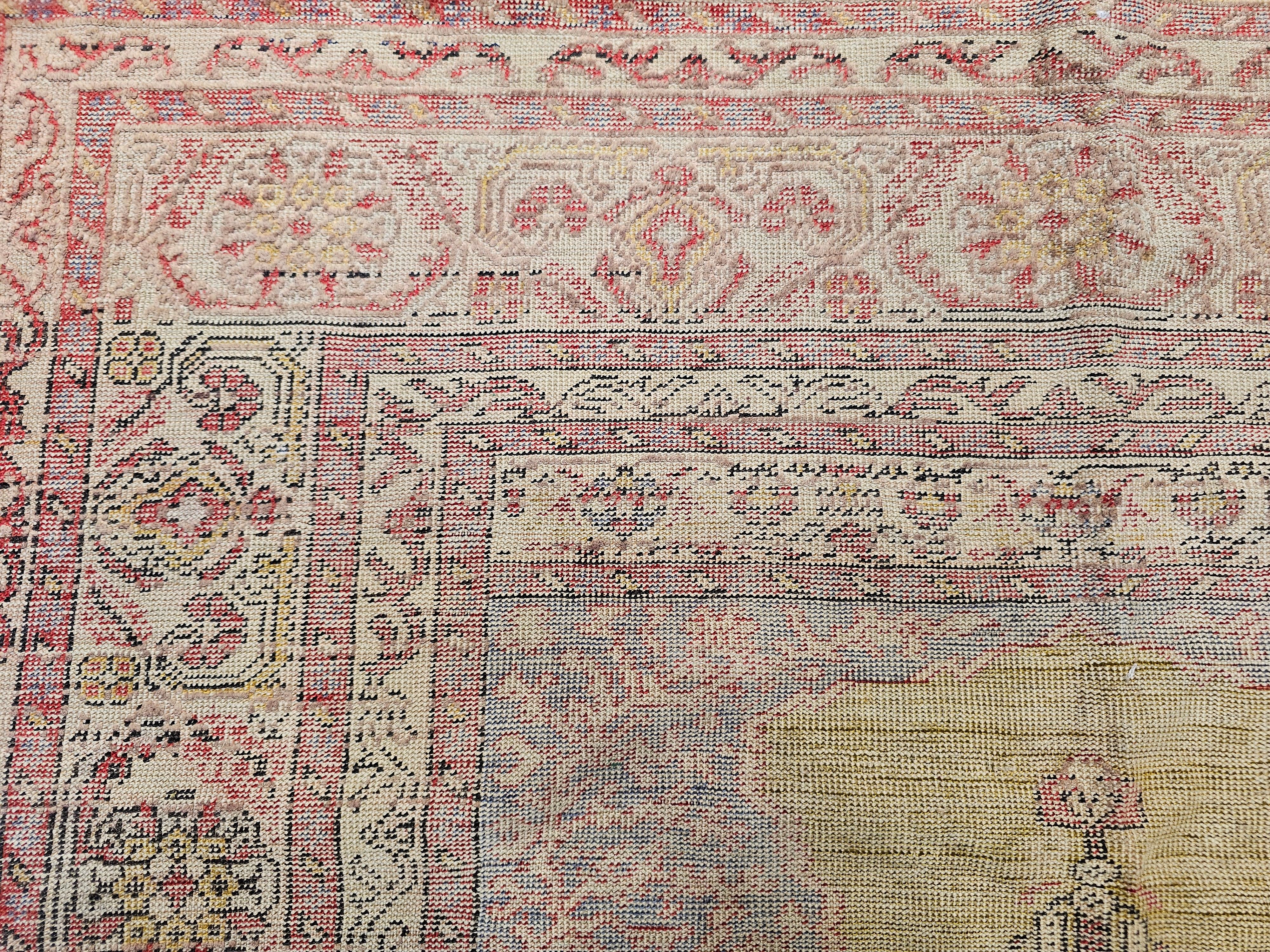 Wool Late 19th C. Anatolian Turkish Prayer Rug – Pale Yellow with Pastel Accents For Sale