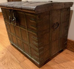 Late 19th C. Anglo-Indian Antique Domed Wood and Iron-Bound Chest