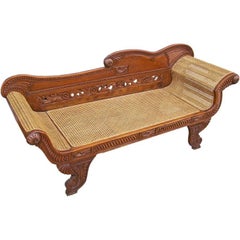 Late 19th Century Anglo-Indian Mahogany Carved Recamier / Settee
