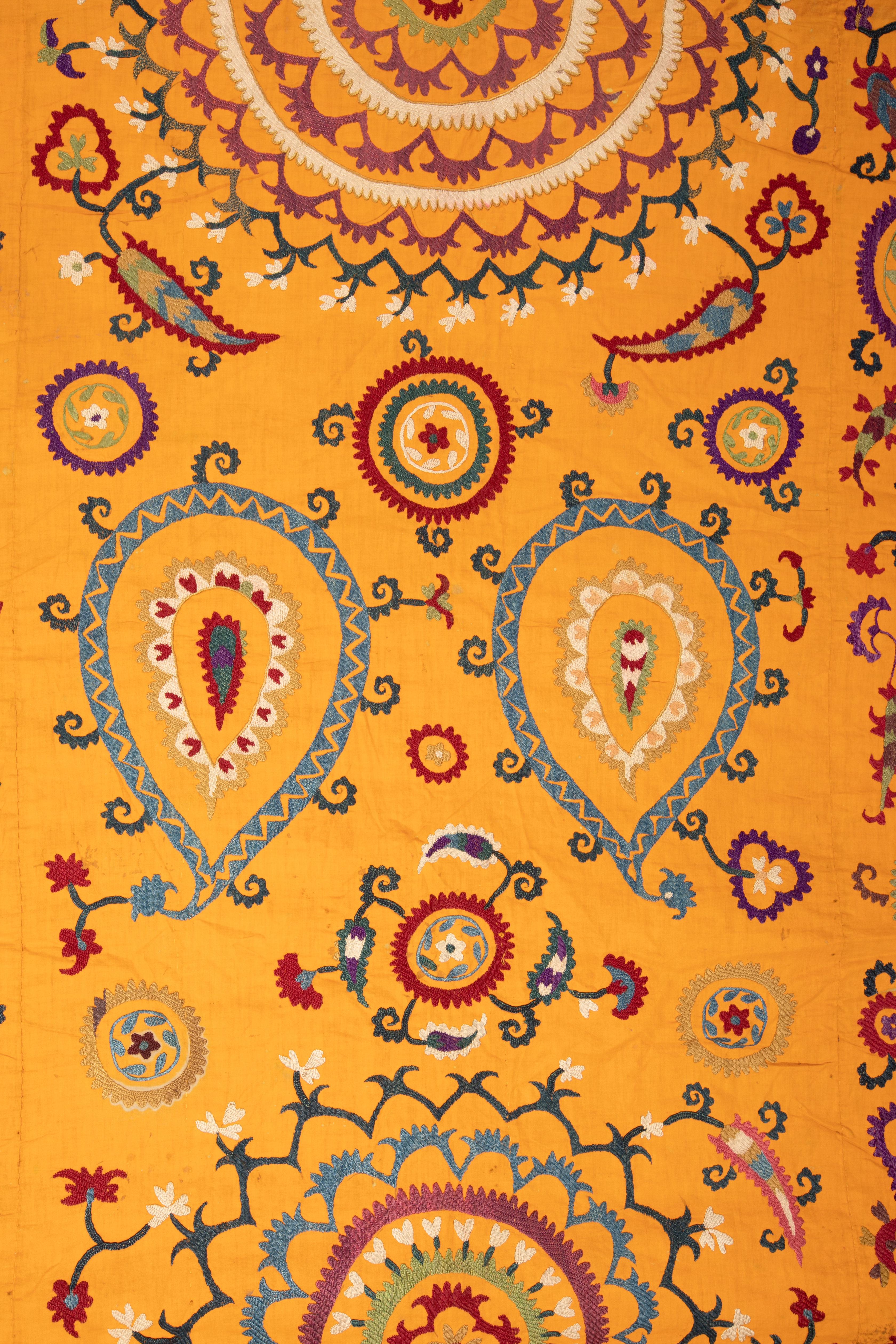 Embroidered Late 19th C Antique Suzani from Uzbekistan