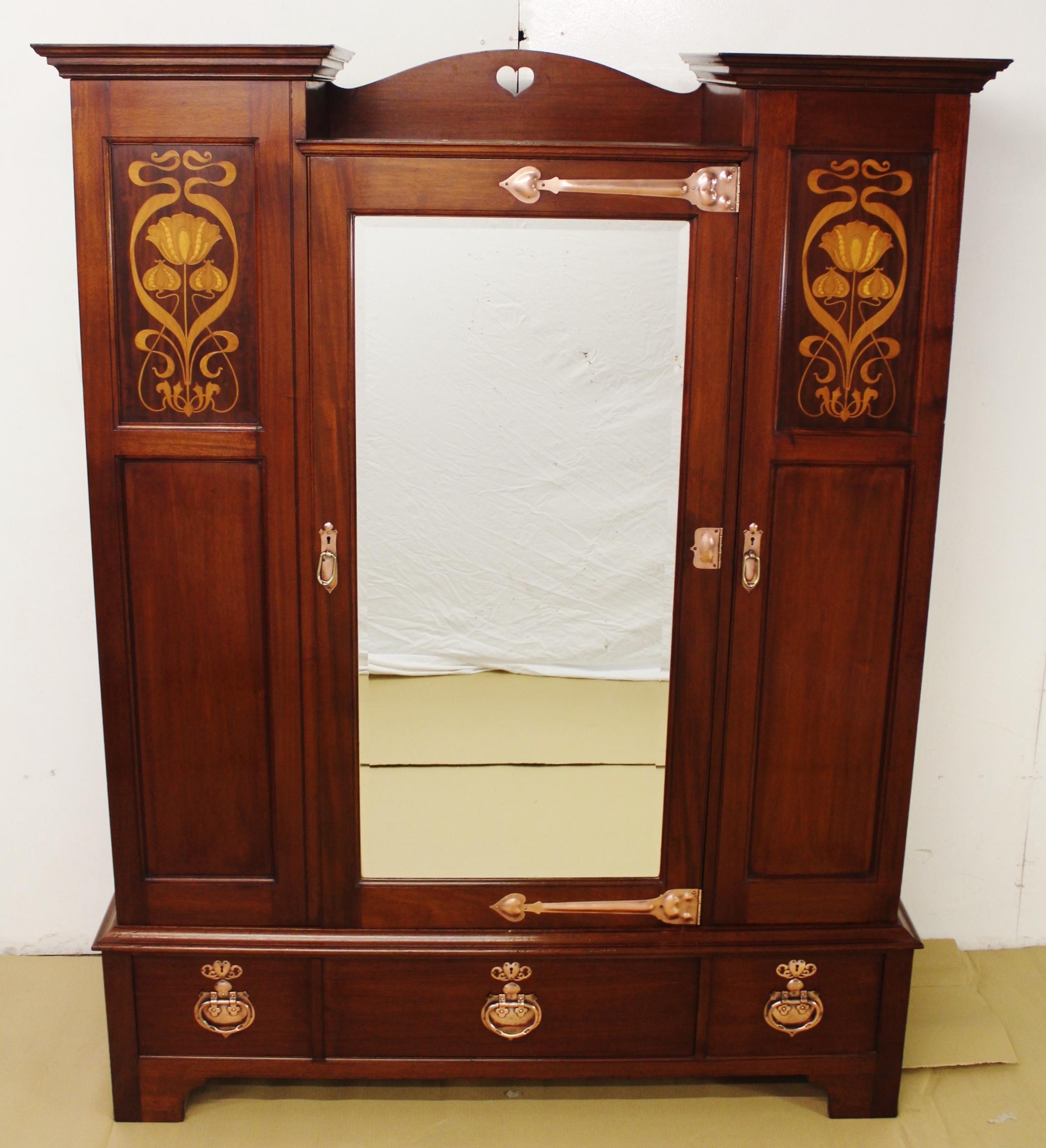 English Late 19th Century Arts and Crafts 2 Piece Mahogany Bedroom by Shapland & Petter