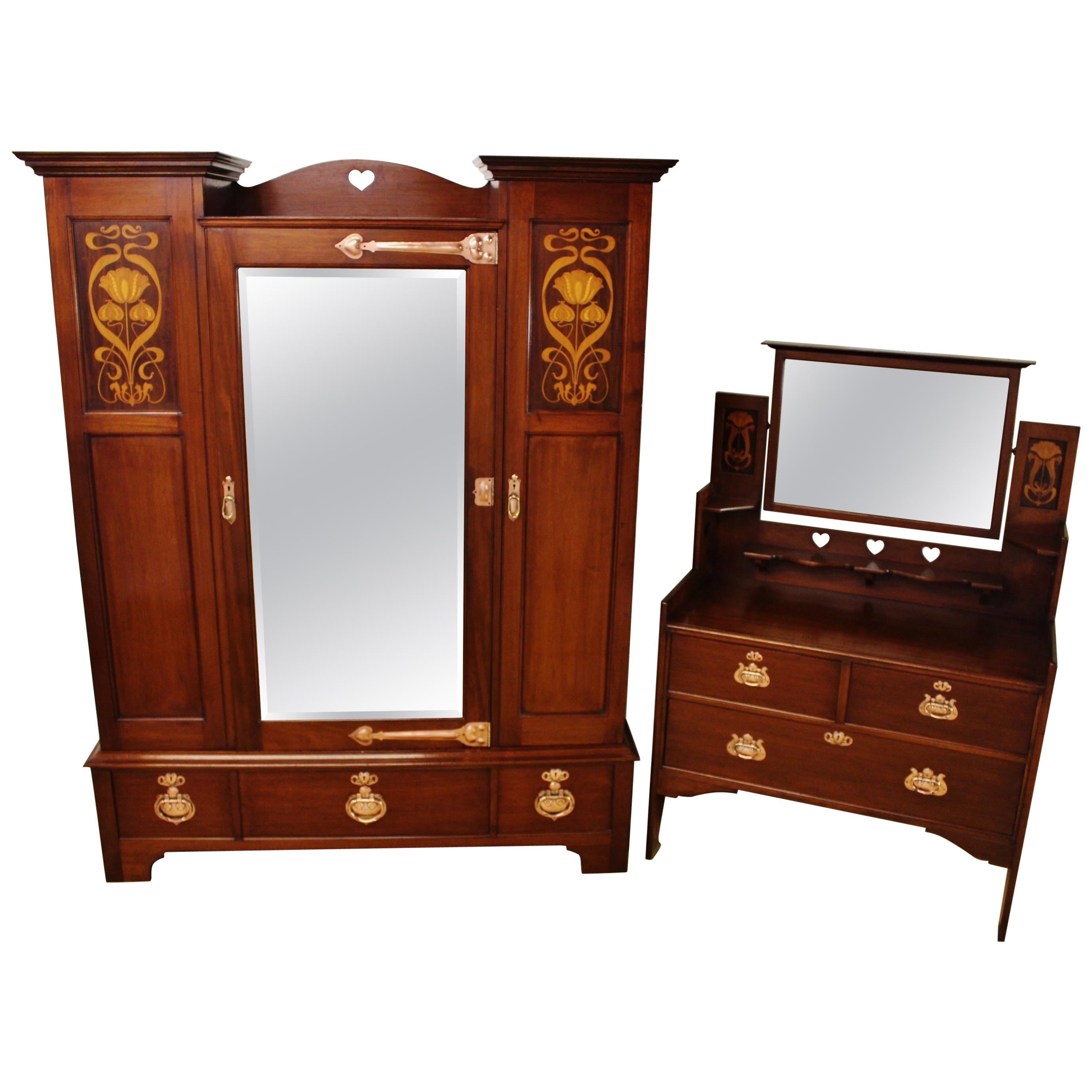 Late 19th Century Arts and Crafts 2 Piece Mahogany Bedroom by Shapland & Petter
