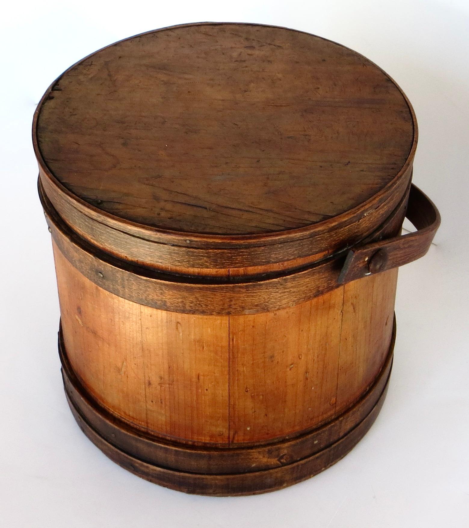 Folk Art Late 19th C Authentic Shaker Wood Bucket. Pennsylvania, Circa 1885. All Original For Sale