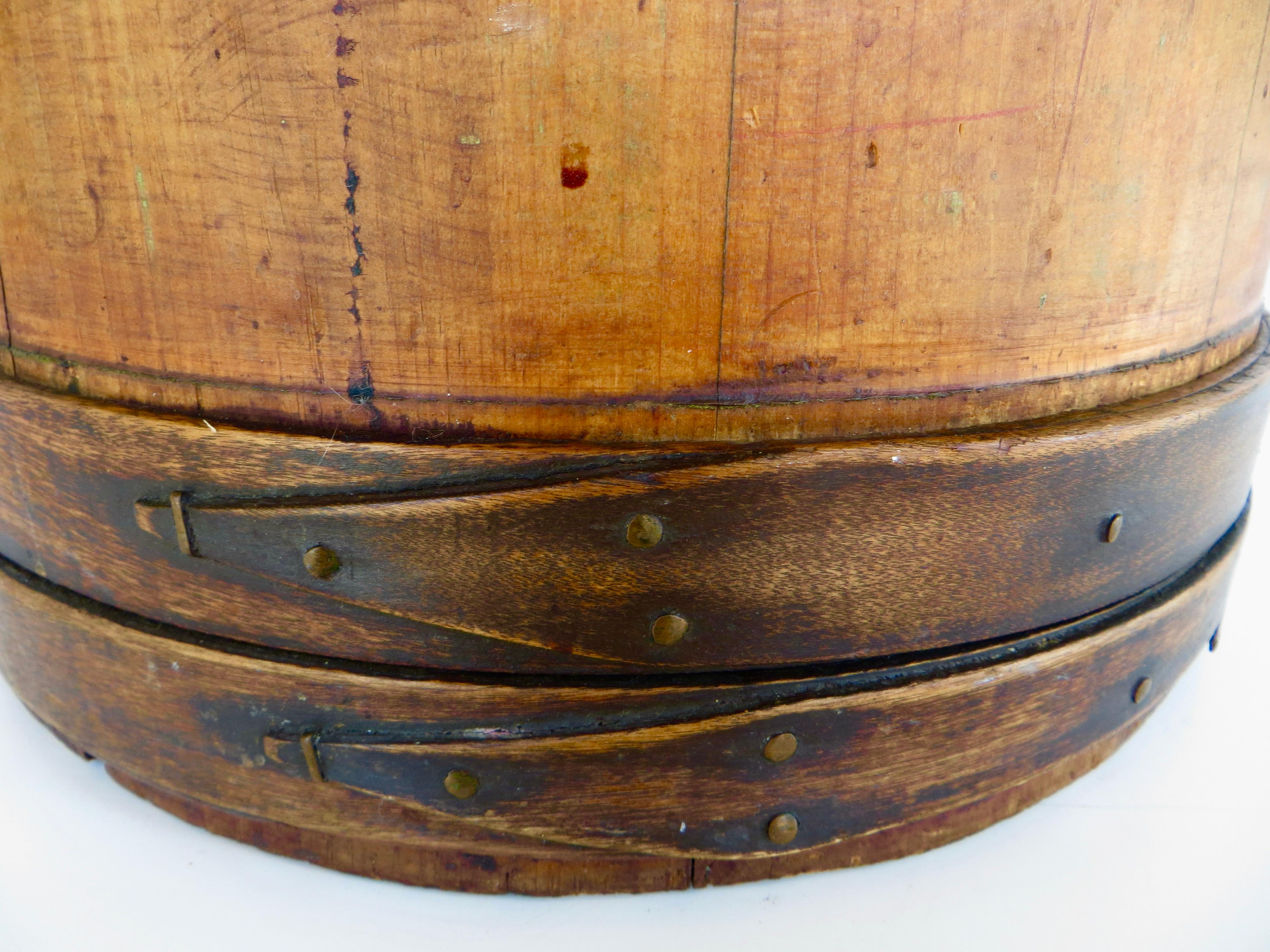Late 19th C Authentic Shaker Wood Bucket. Pennsylvania, Circa 1885. All Original For Sale 2