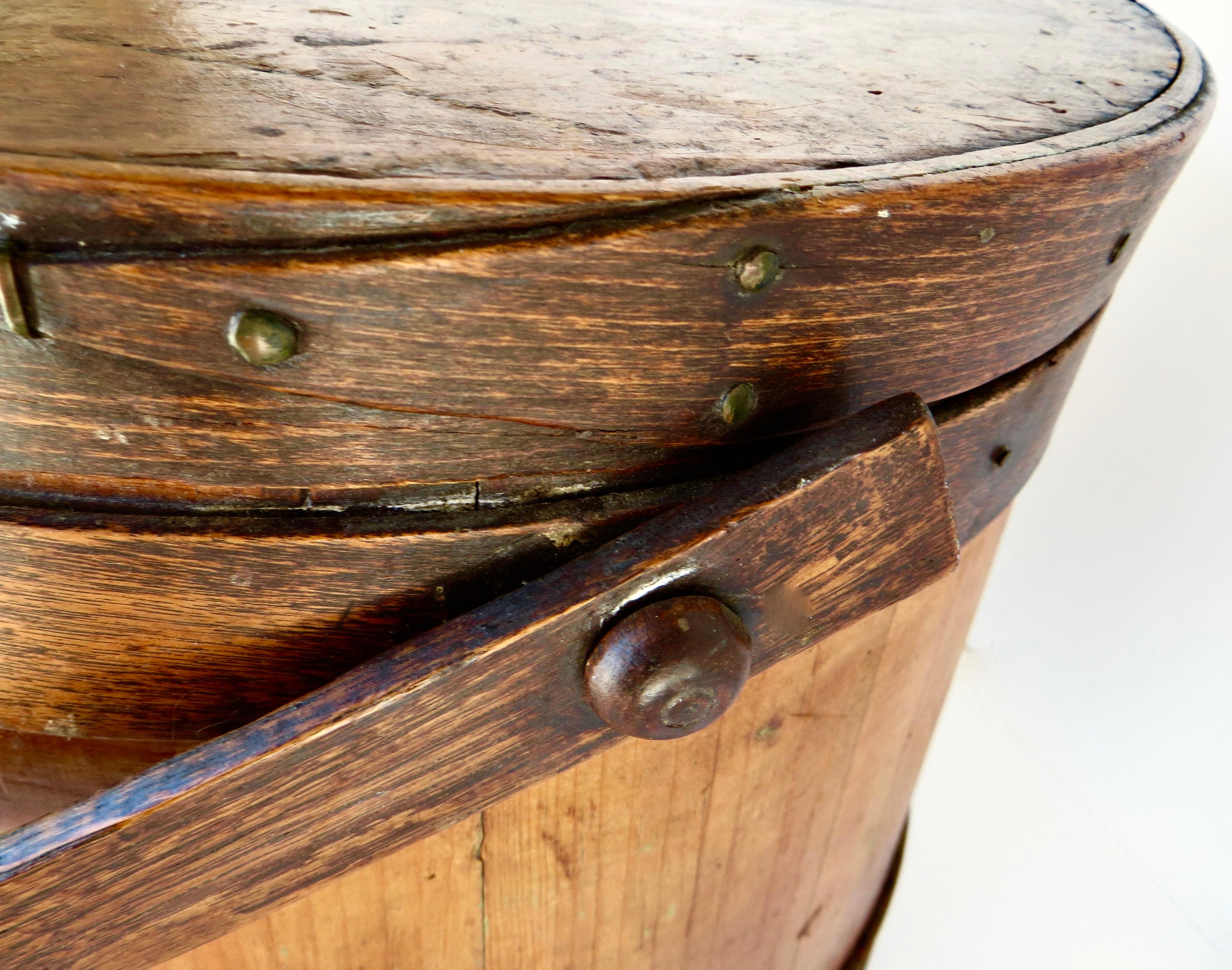 Late 19th C Authentic Shaker Wood Bucket. Pennsylvania, Circa 1885. All Original For Sale 3