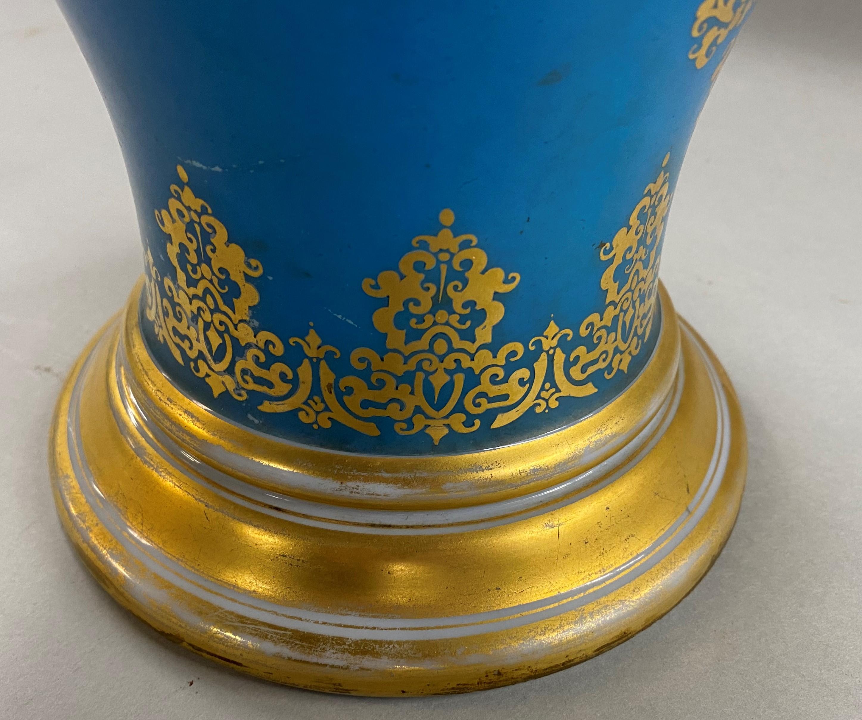 Palace Size Baccarat Opaline Polychrome Baluster Form Vase Drilled to a Lamp 4
