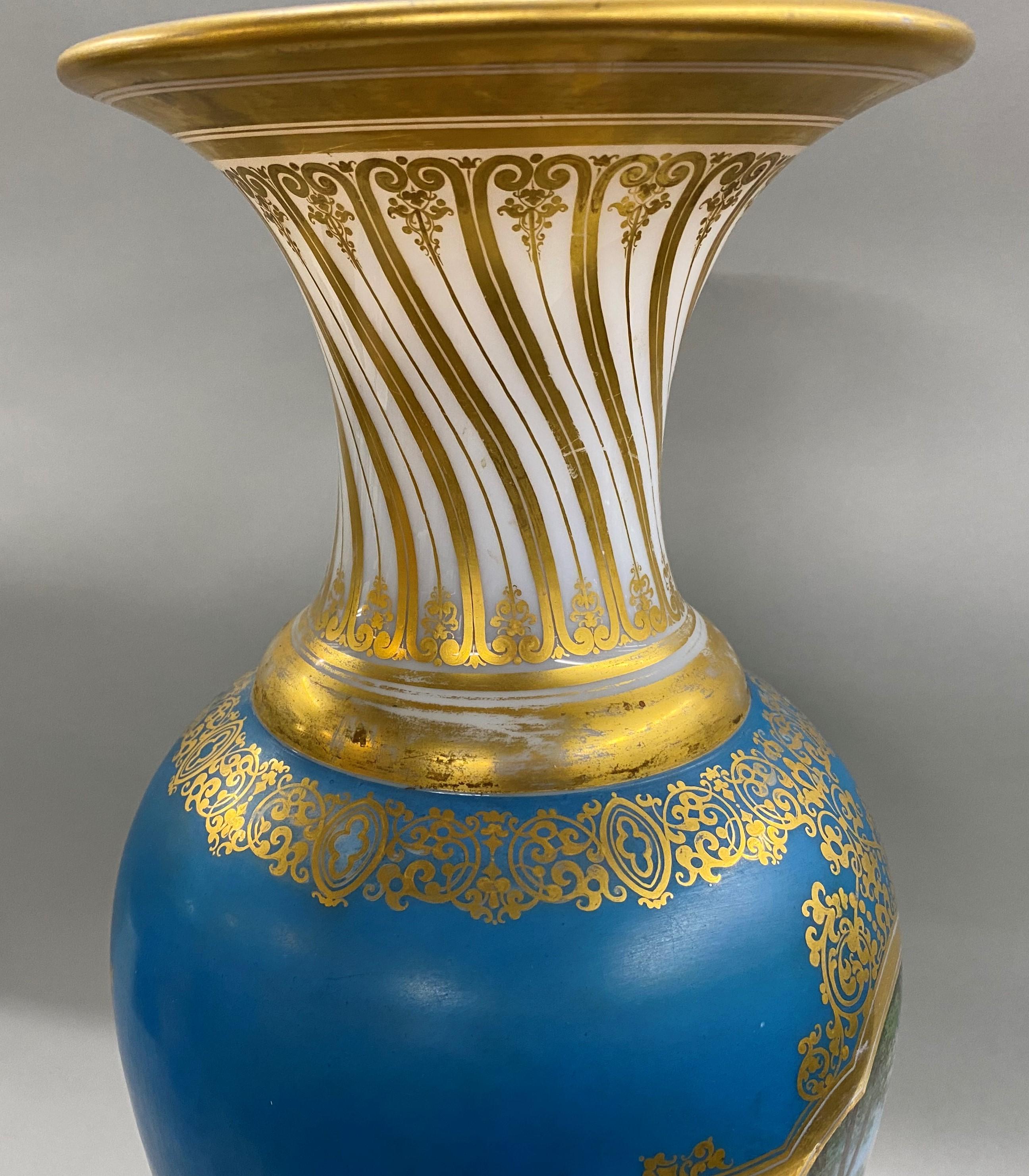 Opaline Glass Palace Size Baccarat Opaline Polychrome Baluster Form Vase Drilled to a Lamp