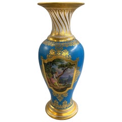 Palace Size Baccarat Opaline Polychrome Baluster Form Vase Drilled to a Lamp