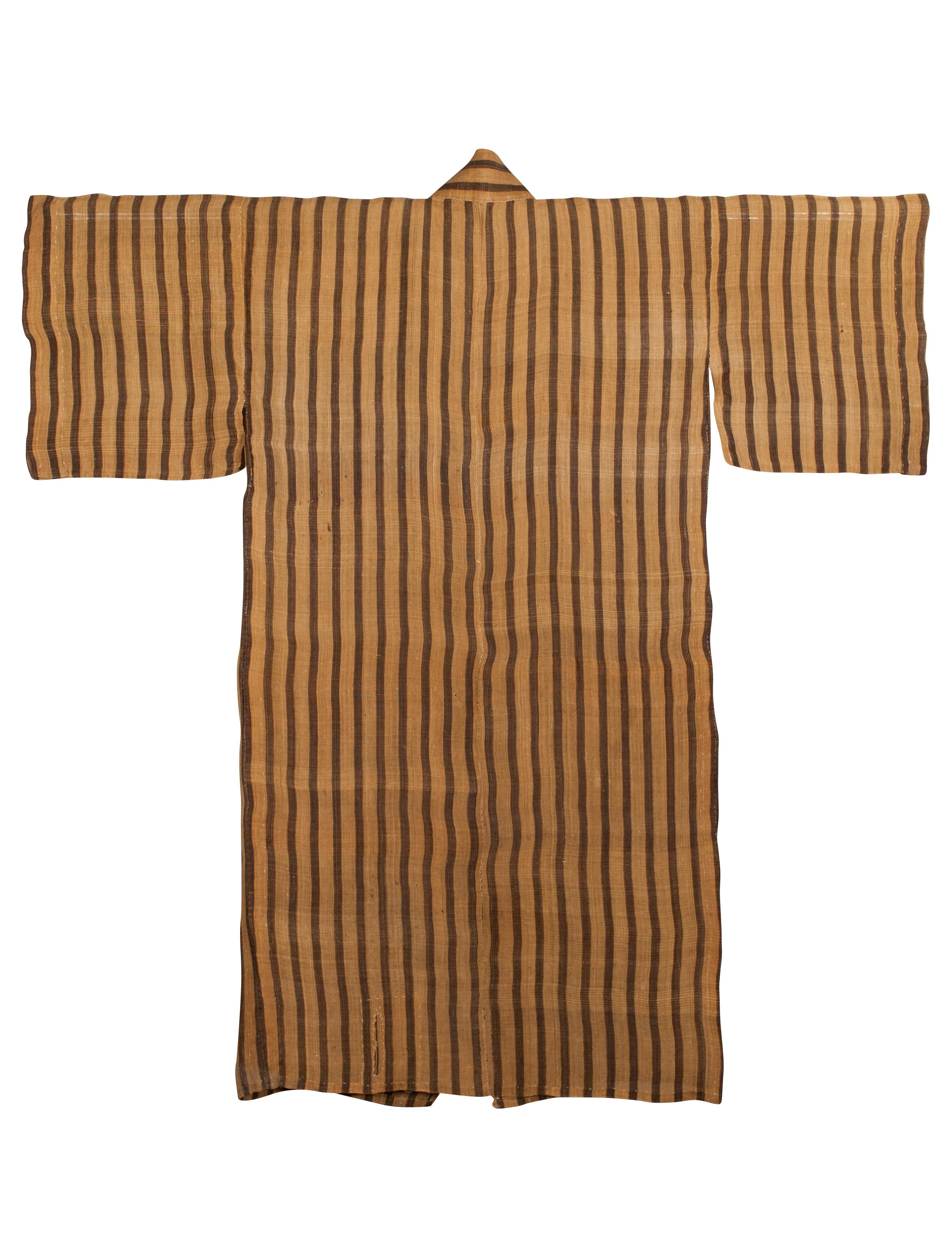 Late 19th century banana fiber Kimono from Okinawa / Bashofu, Japan

Bashofu, or banana fiber cloth, is traditionally made in Okinawa from the inner fiber of banana trees. The fabric is highly valued throughout Japan for its diaphanous, breathable