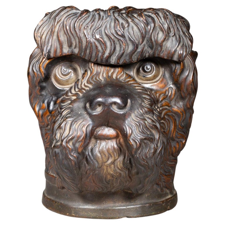 bernard bloch tobacco jar Late 19th c. Bernard Bloch Terracotta Dog Head Tobacco Jar c.1890 For Sale  at 1stDibs