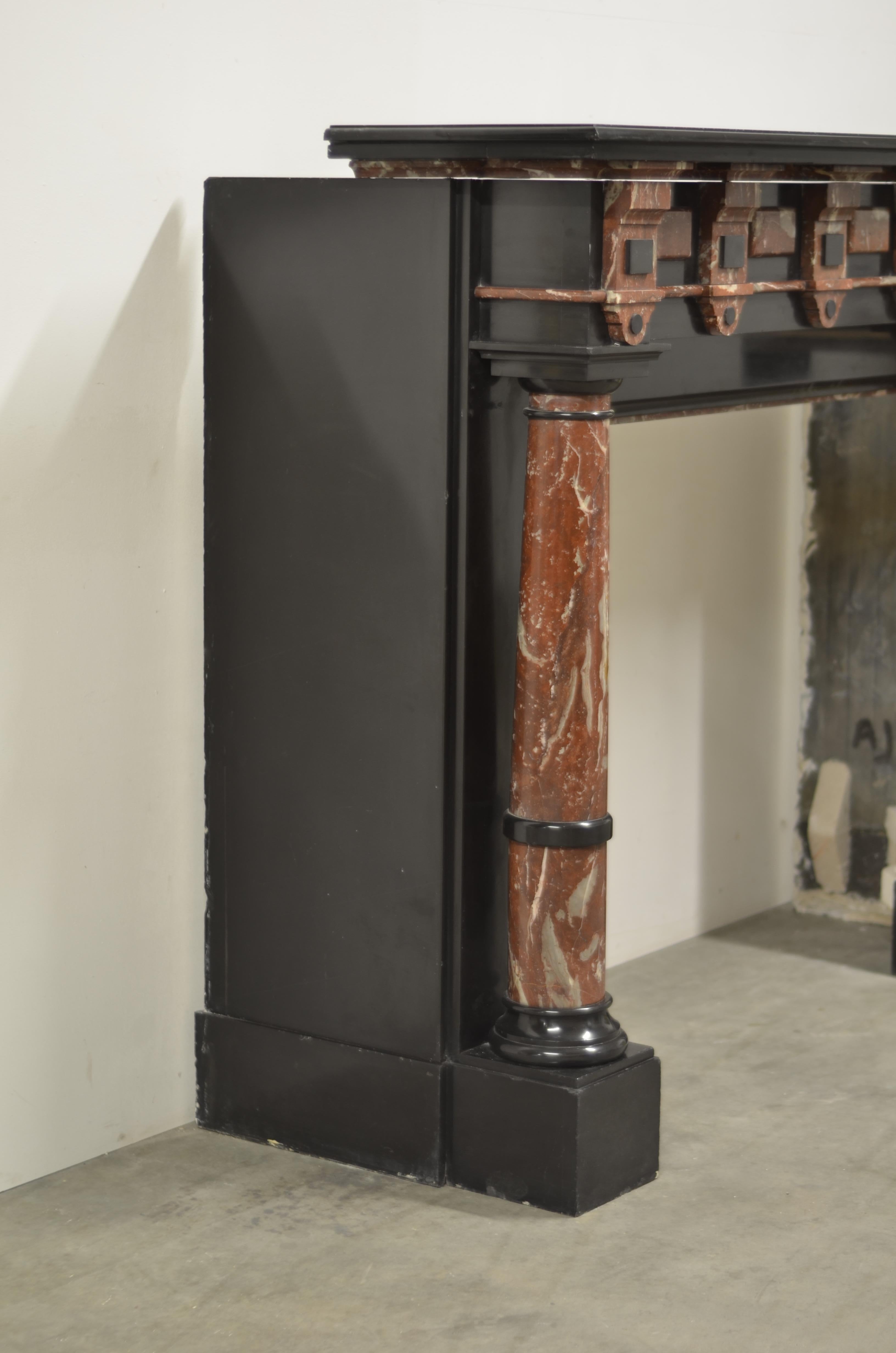 Late 19th C Black Marble Fireplace Mantel For Sale 4
