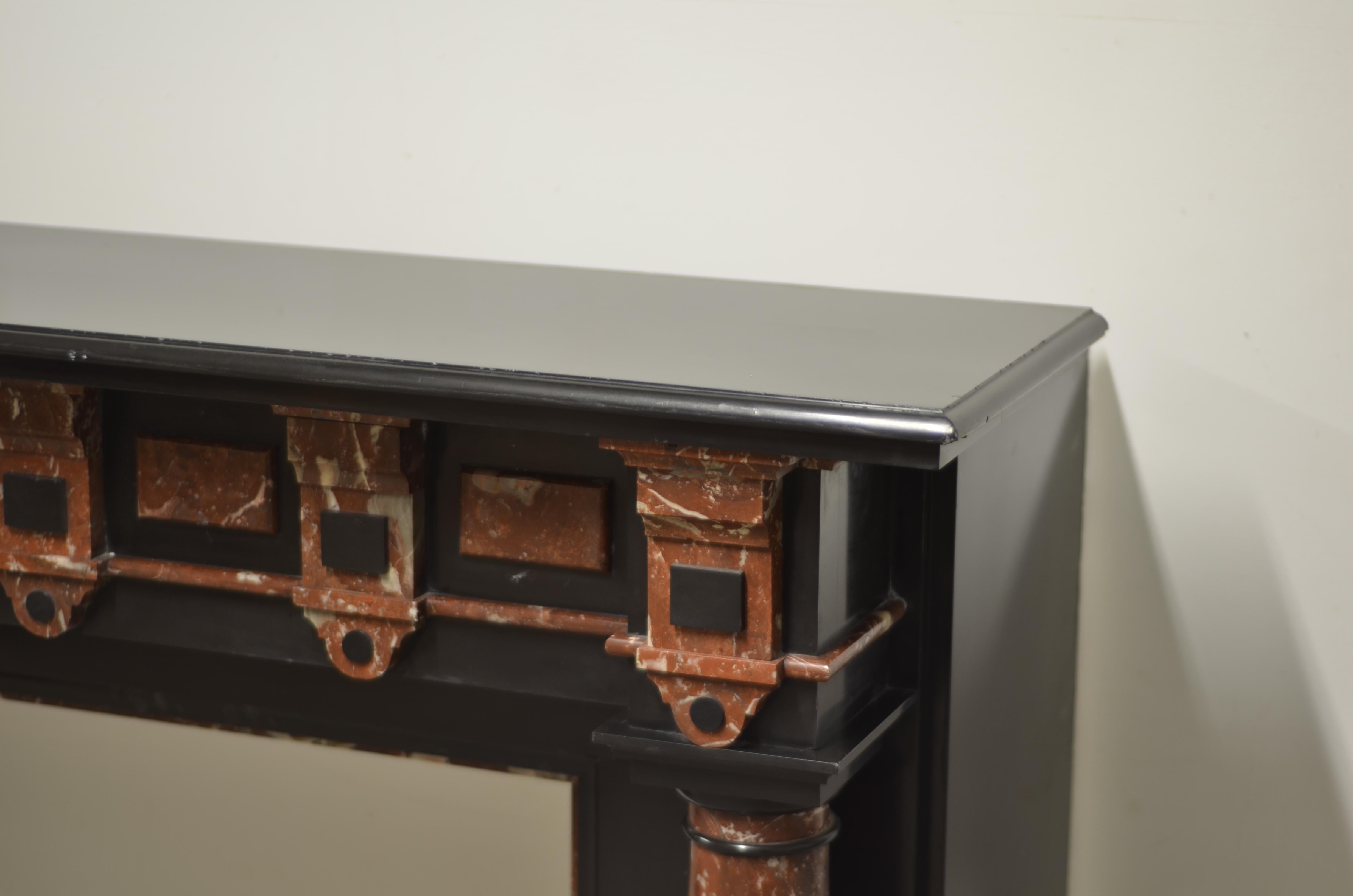 Late 19th C Black Marble Fireplace Mantel For Sale 5