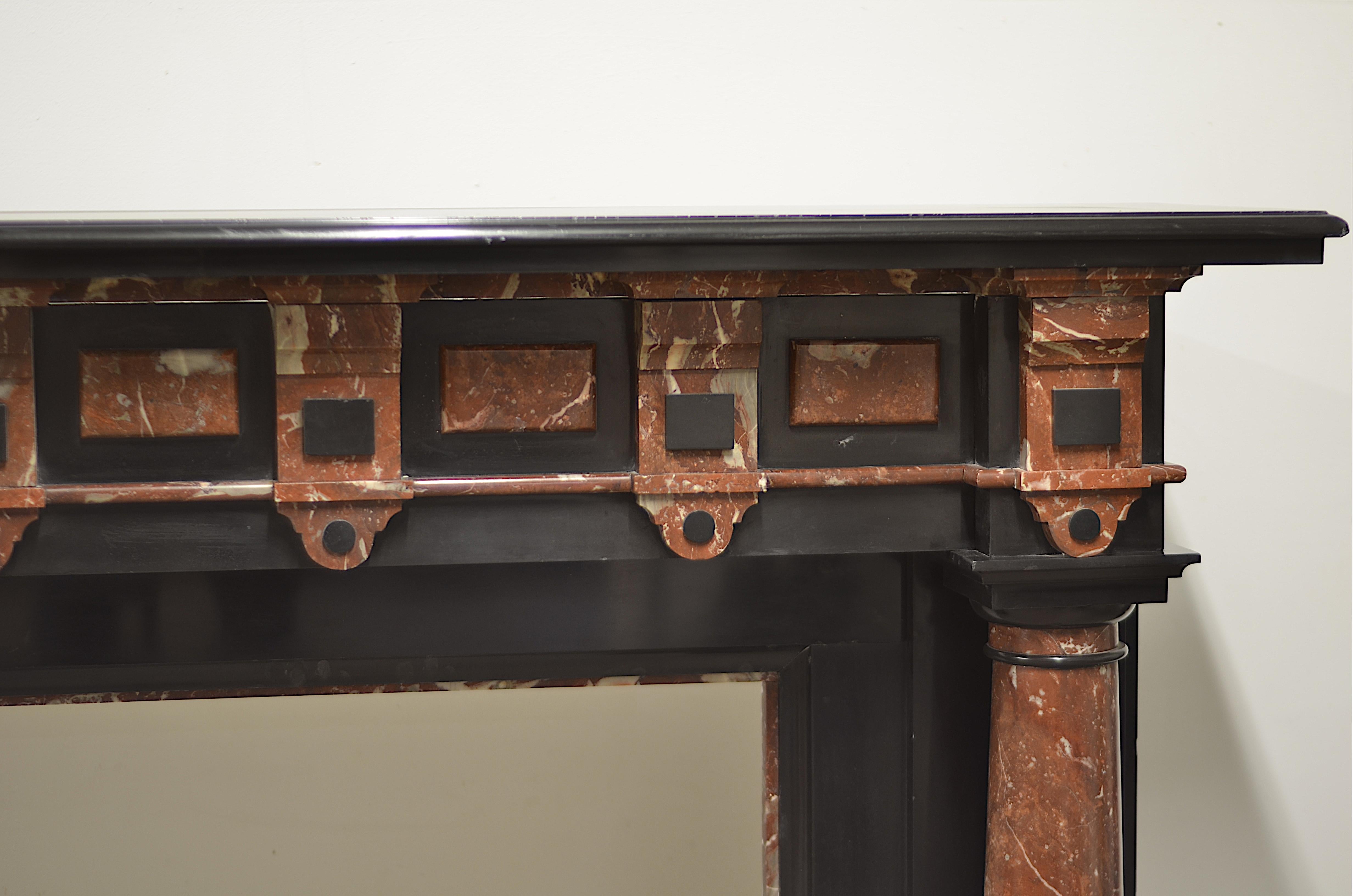19th Century Late 19th C Black Marble Fireplace Mantel For Sale