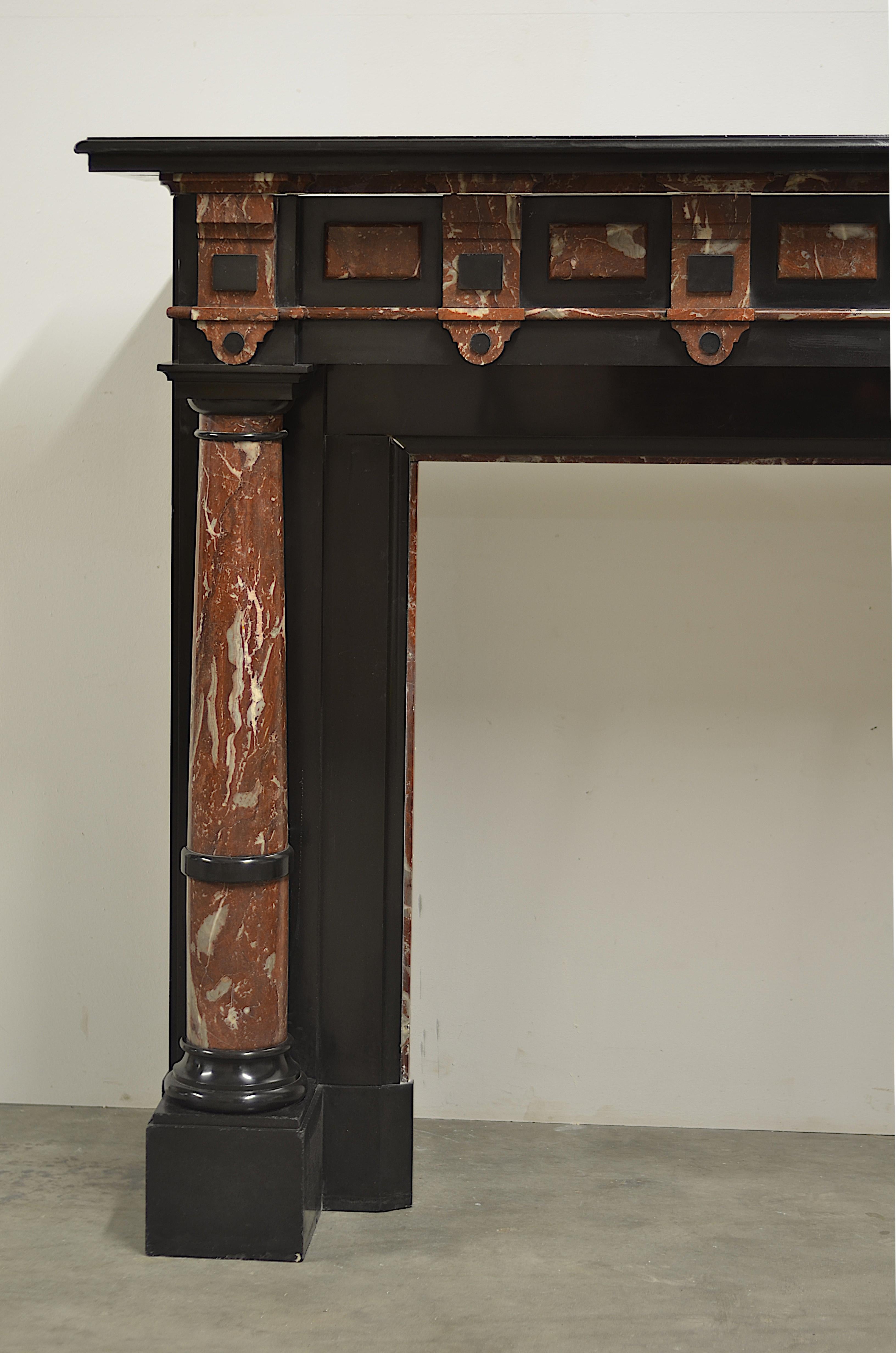 Late 19th C Black Marble Fireplace Mantel For Sale 1