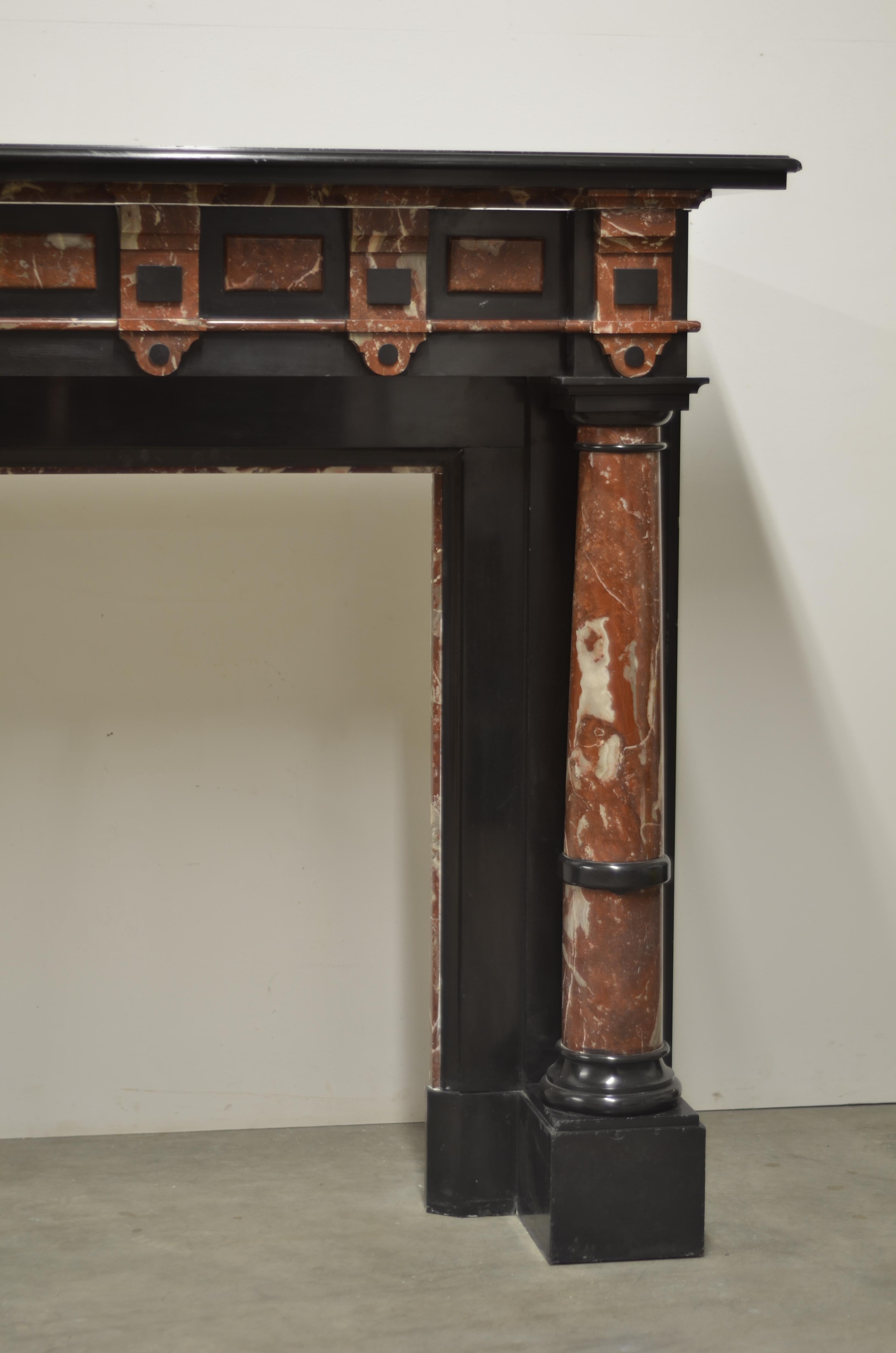 Late 19th C Black Marble Fireplace Mantel For Sale 2