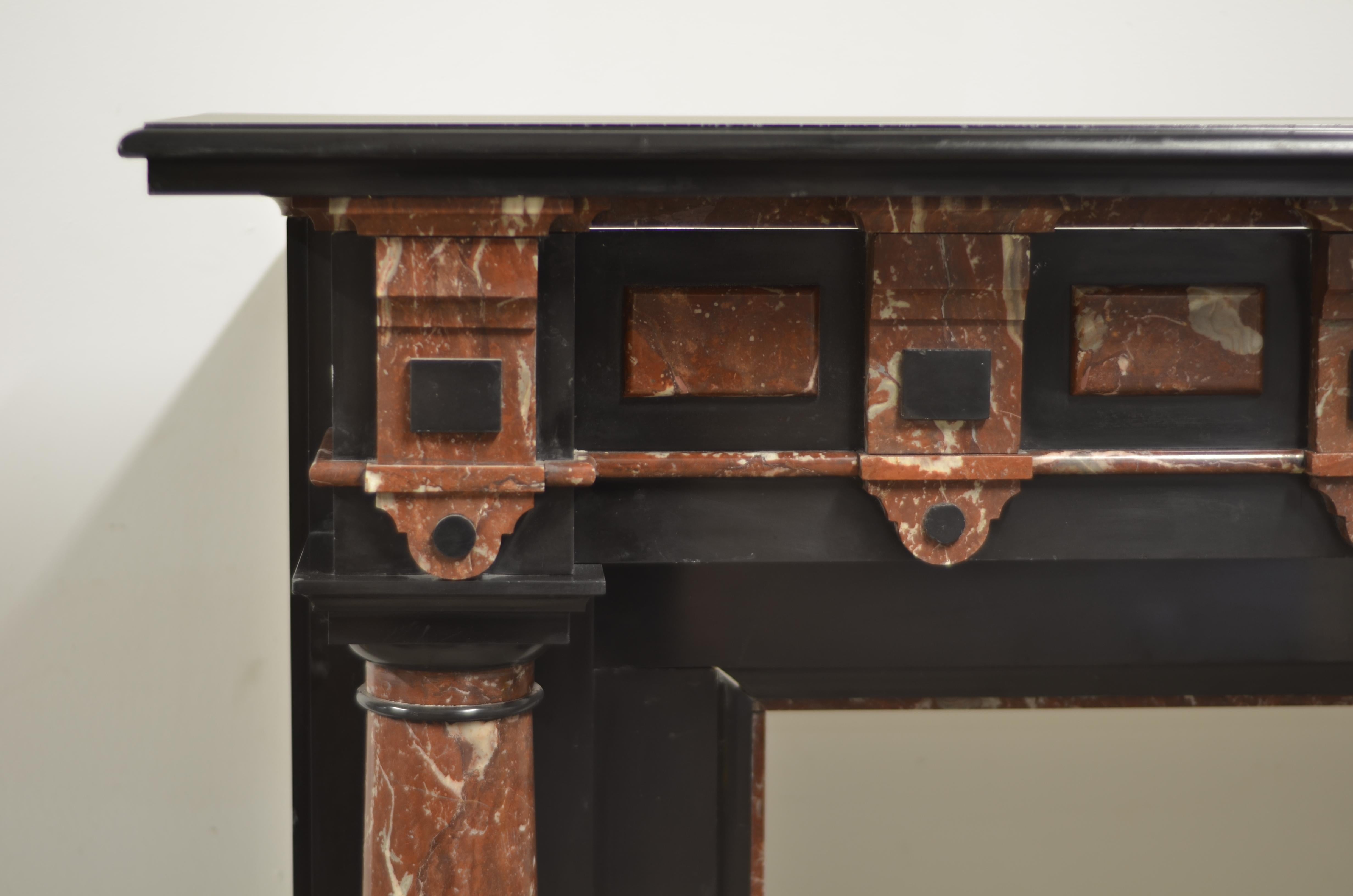 Late 19th C Black Marble Fireplace Mantel For Sale 3