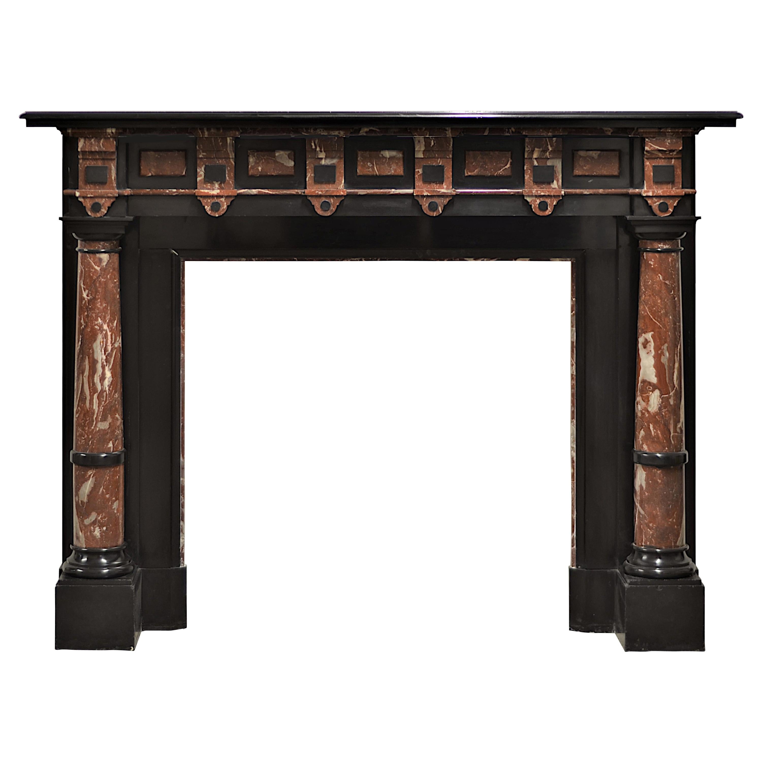 Late 19th C Black Marble Fireplace Mantel For Sale