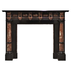 Vintage Late 19th C Black Marble Fireplace Mantel