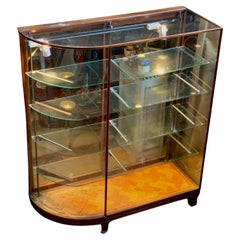 Antique Late 19th C. Bow Glass Sided Display Cabinet from an Upscale Boston Fashion Shop