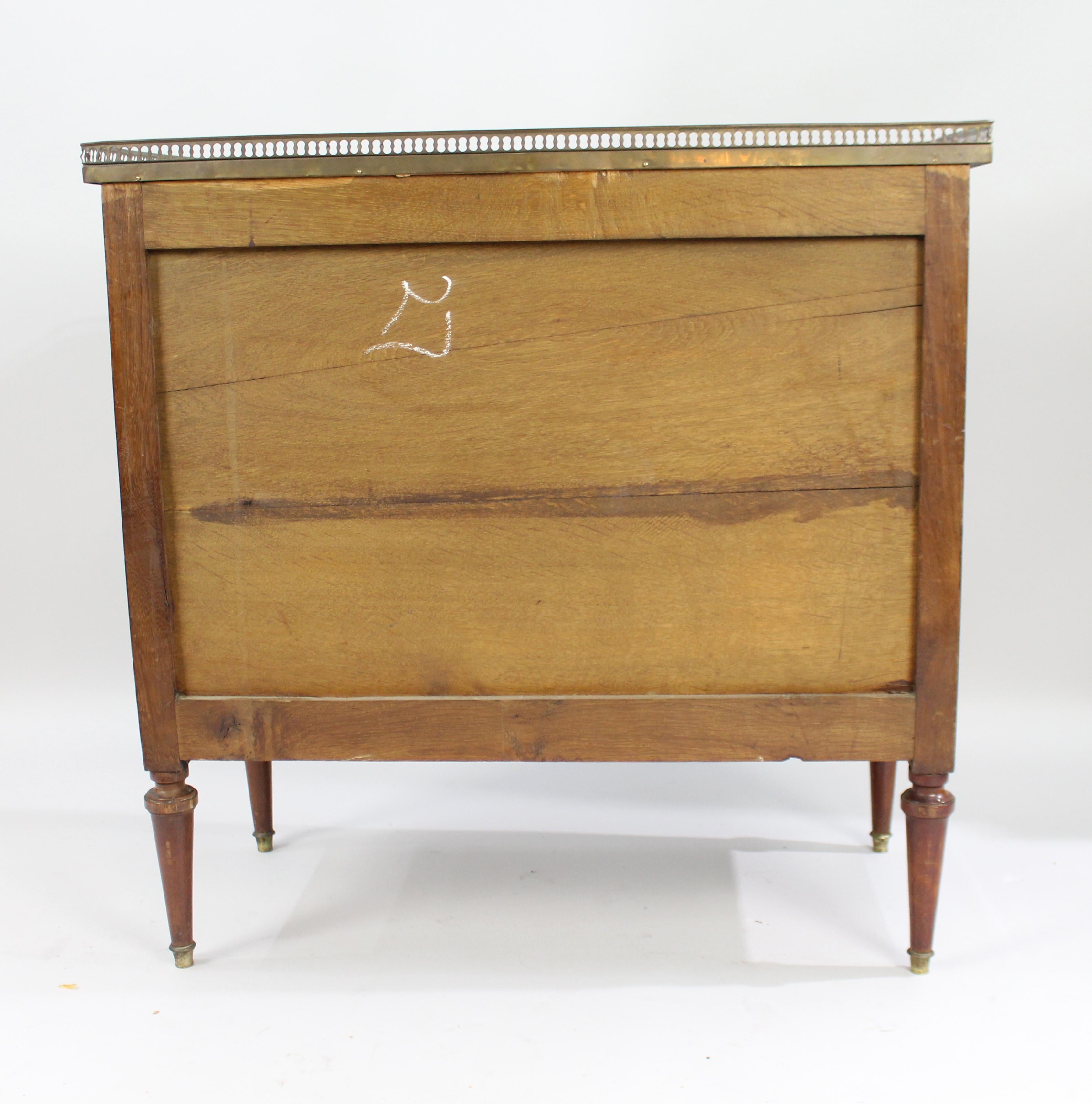Late 19th Century Brass Galleried Marble Topped Chest of Drawers For Sale 5