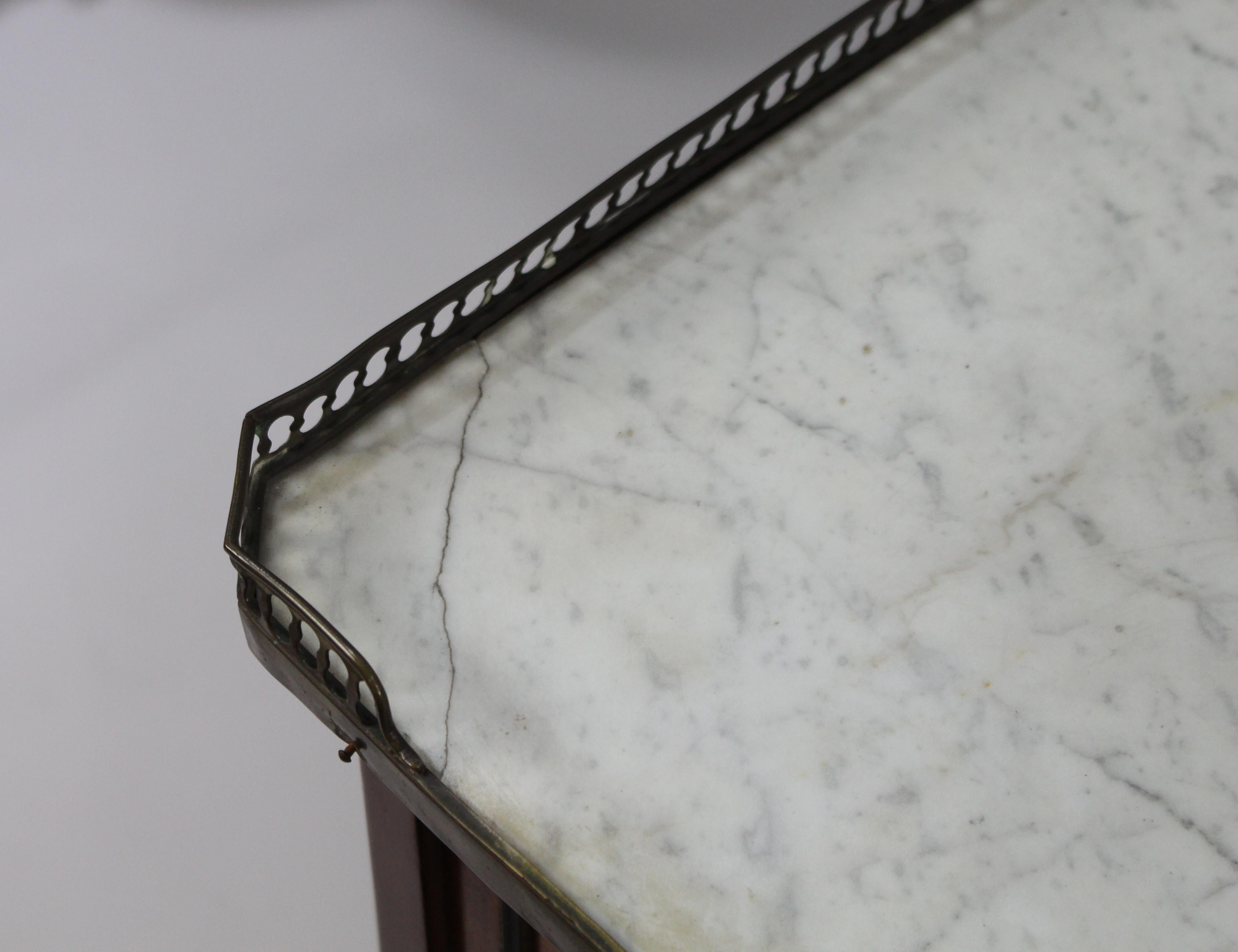 Late 19th Century Brass Galleried Marble Topped Chest of Drawers For Sale 1