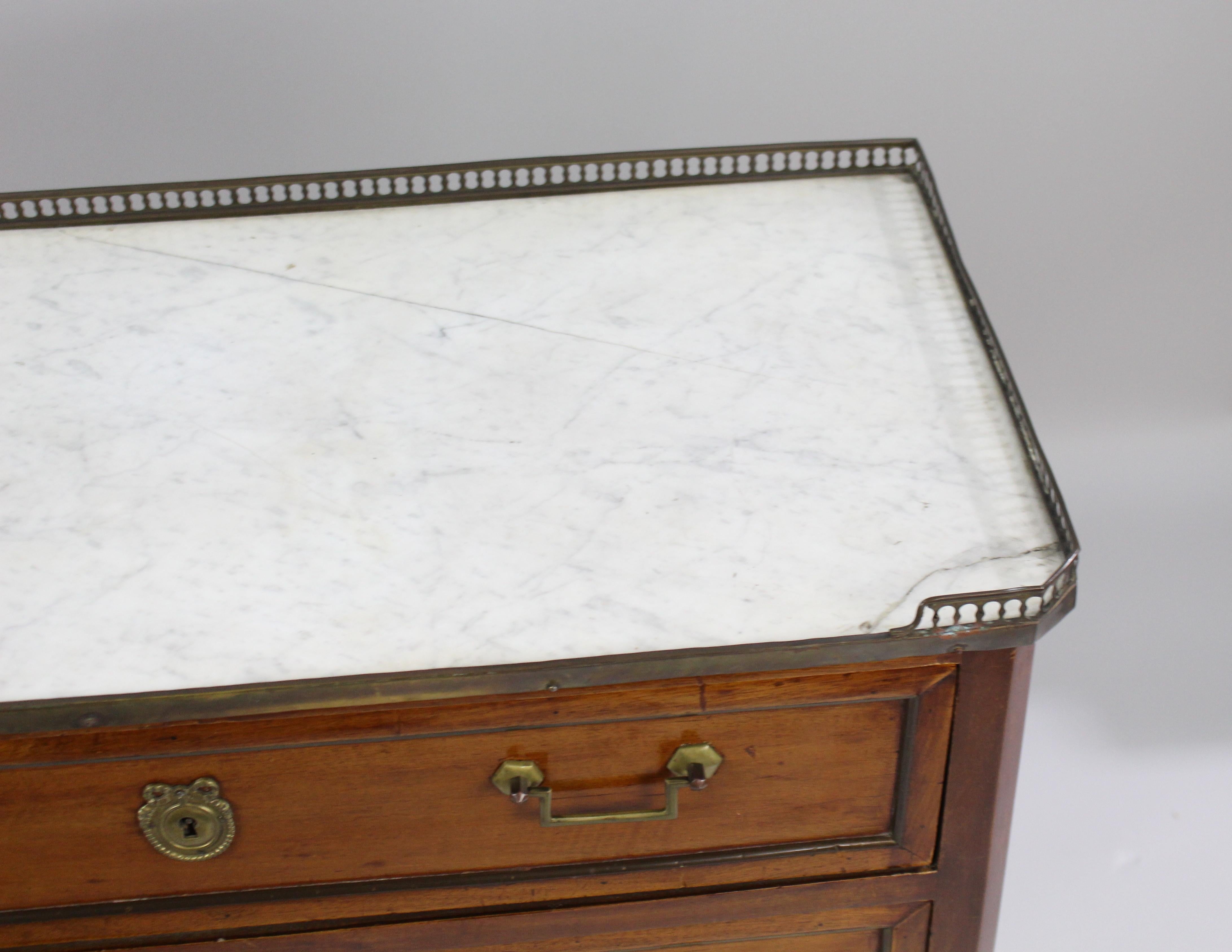 Late 19th Century Brass Galleried Marble Topped Chest of Drawers For Sale 2
