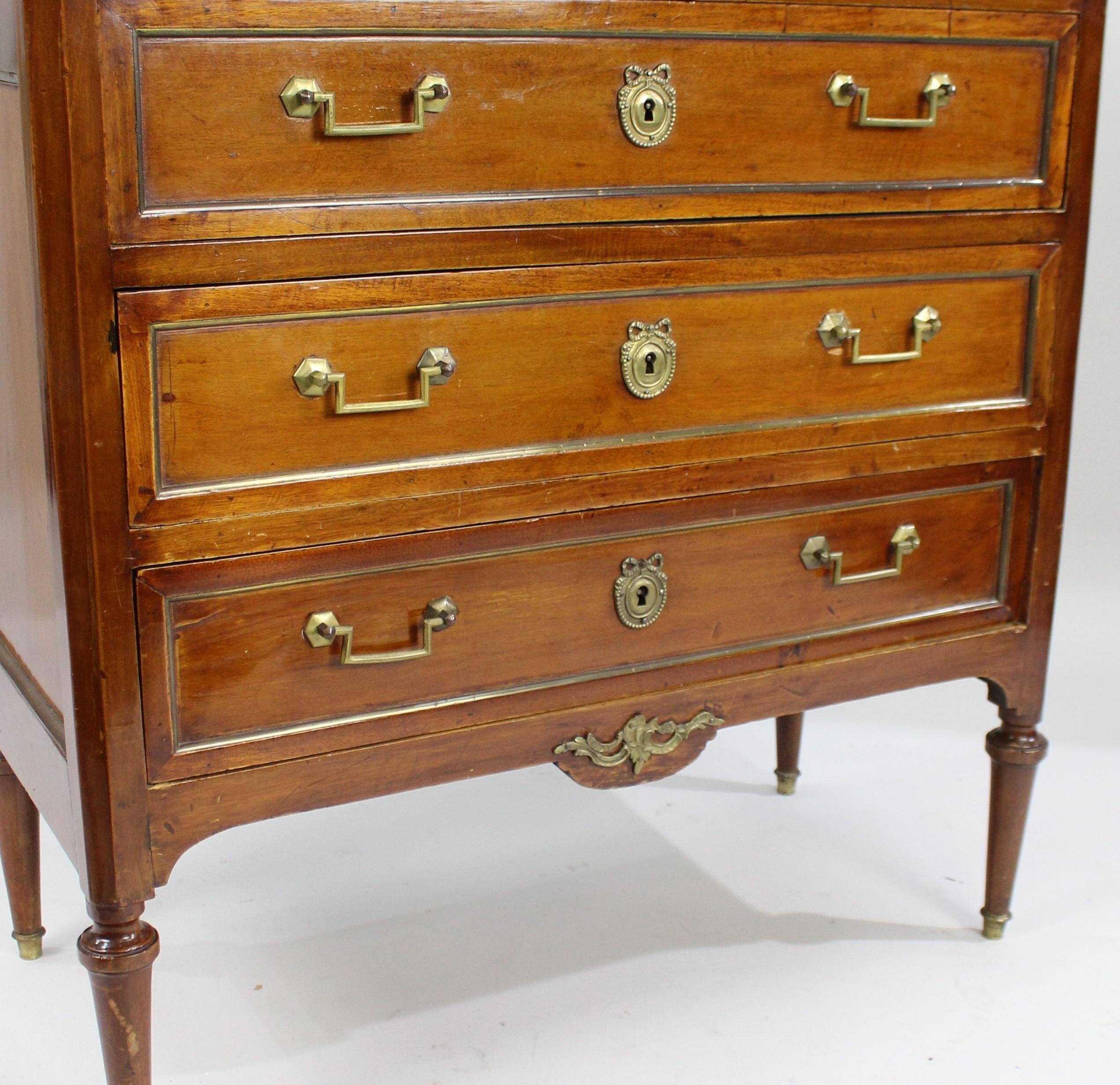 Late 19th Century Brass Galleried Marble Topped Chest of Drawers For Sale 4