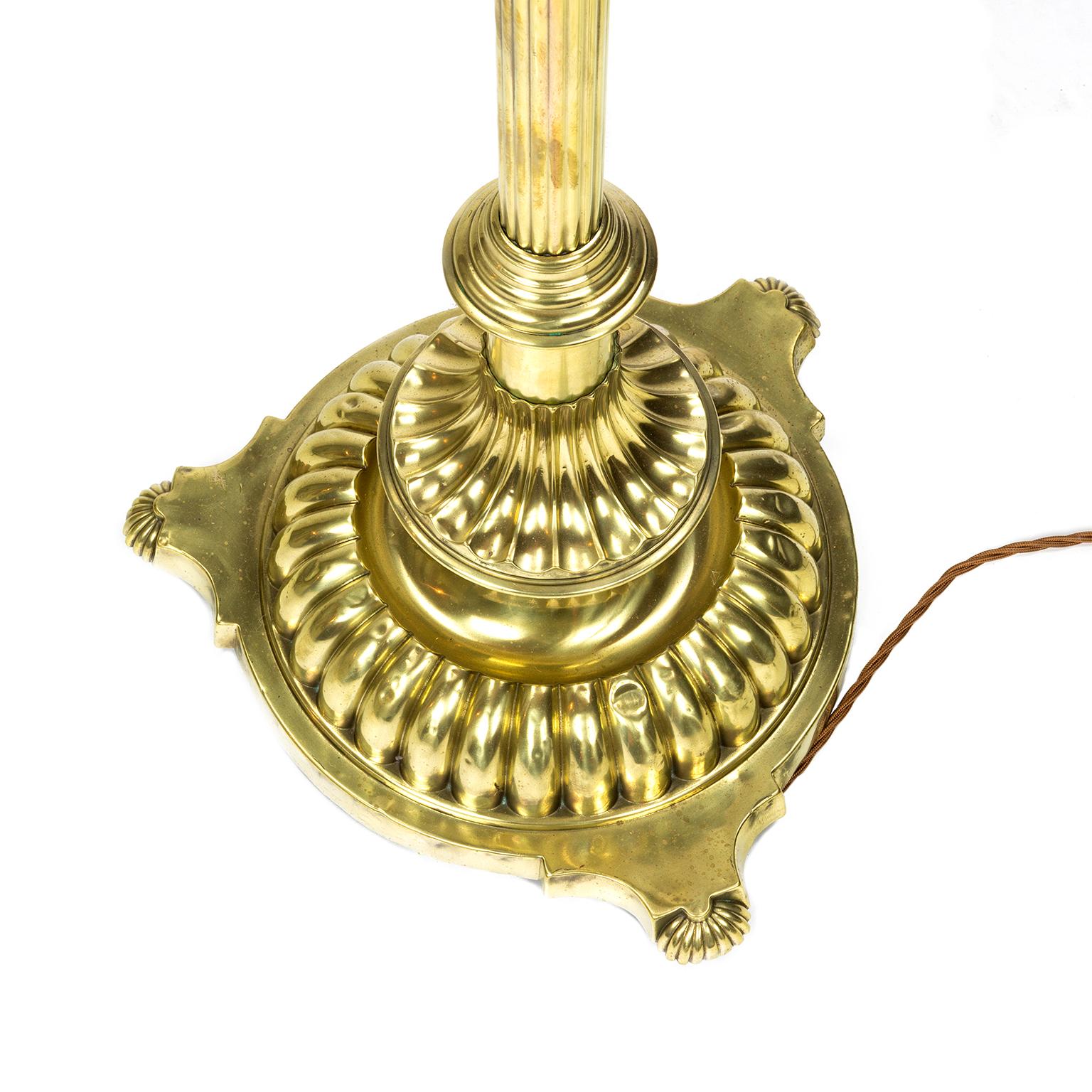 Victorian Late 19th C Brass Standard Lamp For Sale