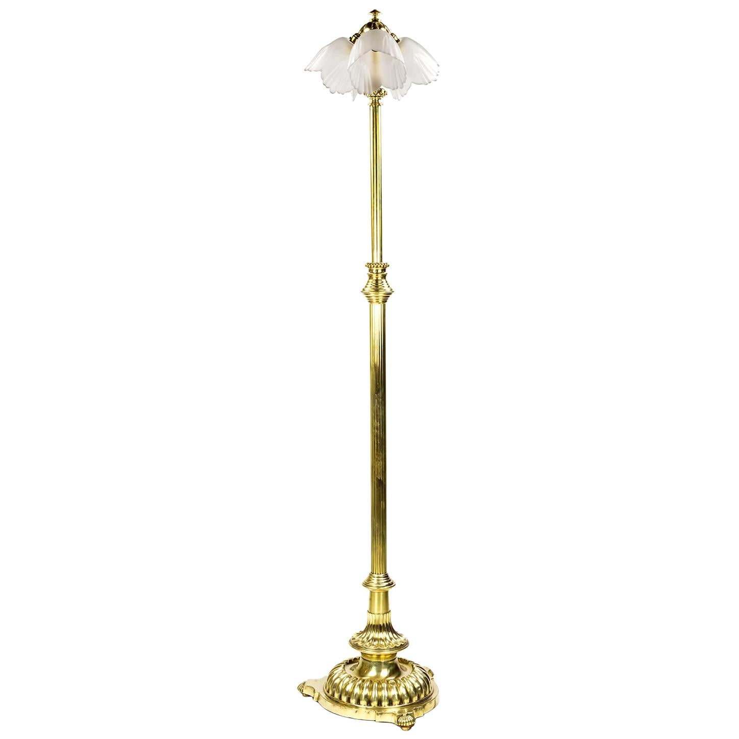 Late 19th C Brass Standard Lamp For Sale