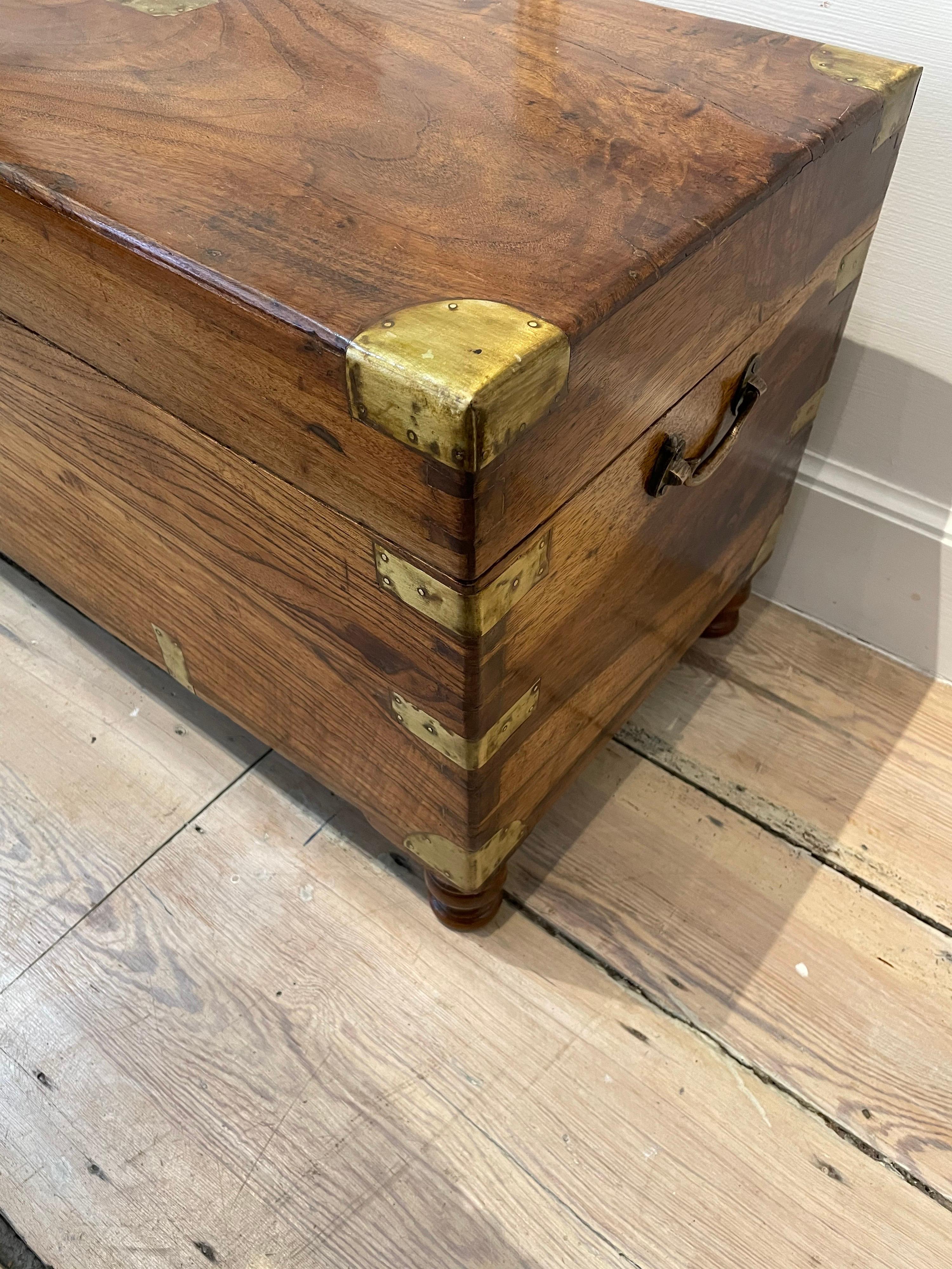 Late 19th C. British Campaign Camphor Wood Sea Chest or Trunk In Good Condition In Nantucket, MA