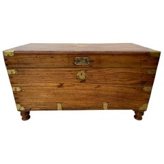 Late 19th C. British Campaign Camphor Wood Sea Chest or Trunk