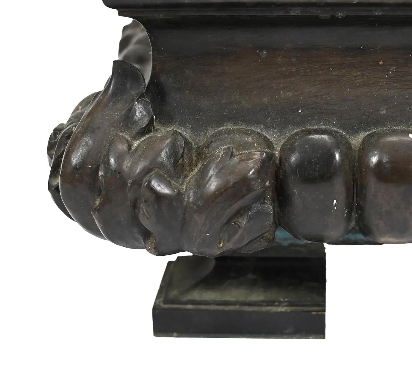 Unknown Late 19th C. Bronze Neo-Classic Planter w/Gadrooned Sides and Acanthus Corners For Sale