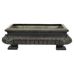 Used Late 19th C. Bronze Neo-Classic Planter w/Gadrooned Sides and Acanthus Corners