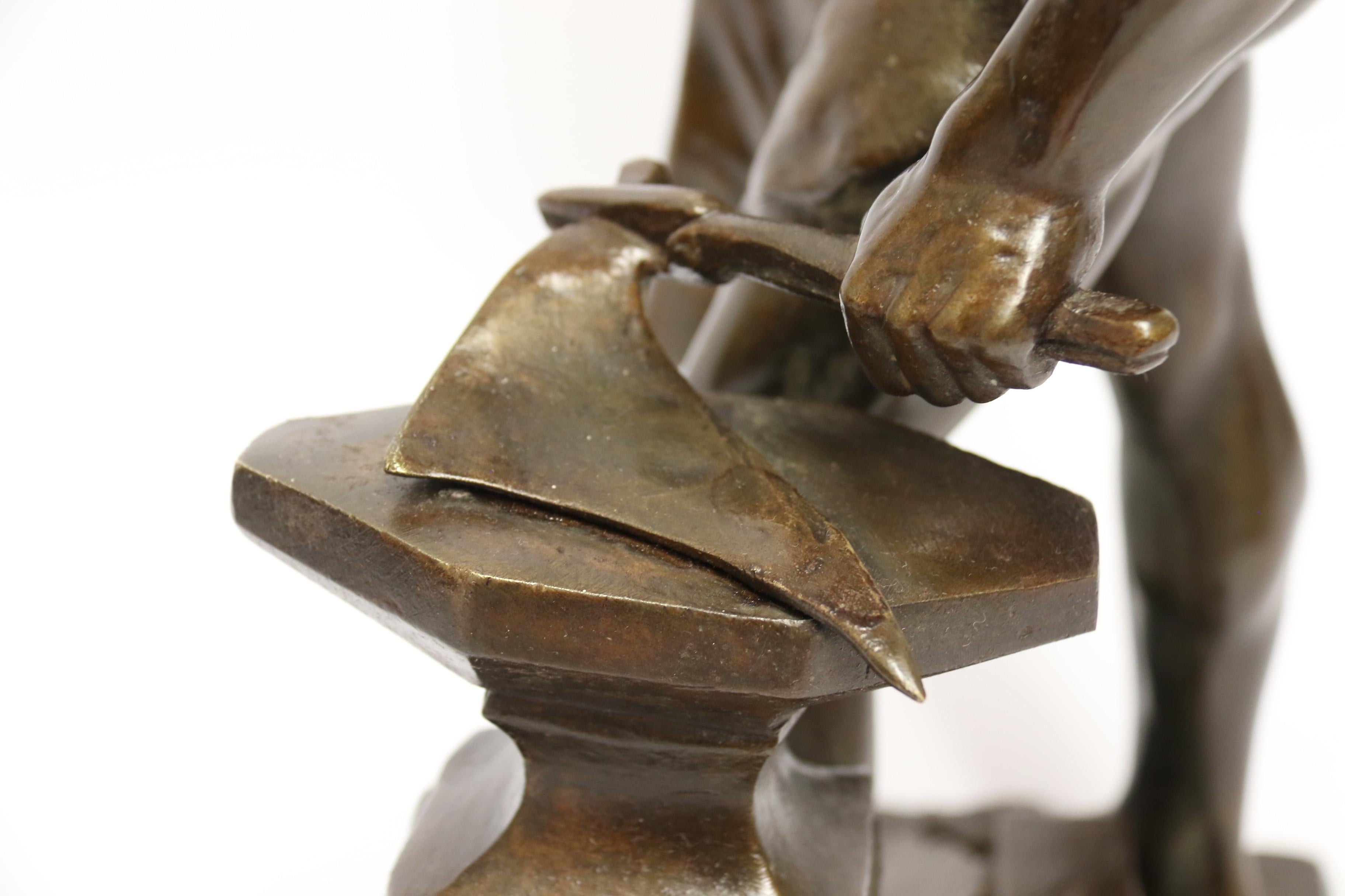 Late 19th C Bronze Study of a Semi Naked Blacksmith by E. L Picault French C1890 2