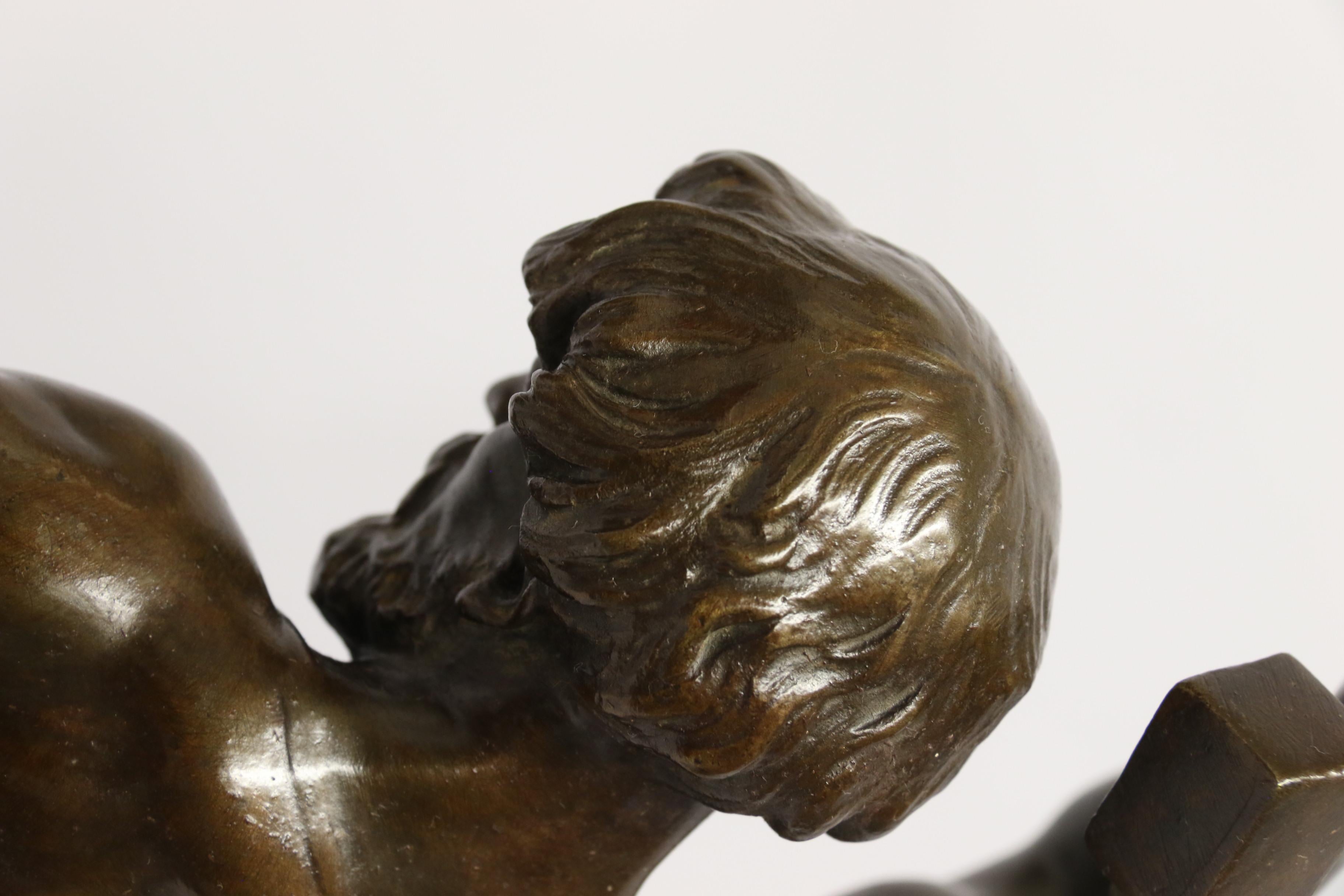Late 19th C Bronze Study of a Semi Naked Blacksmith by E. L Picault French C1890 4