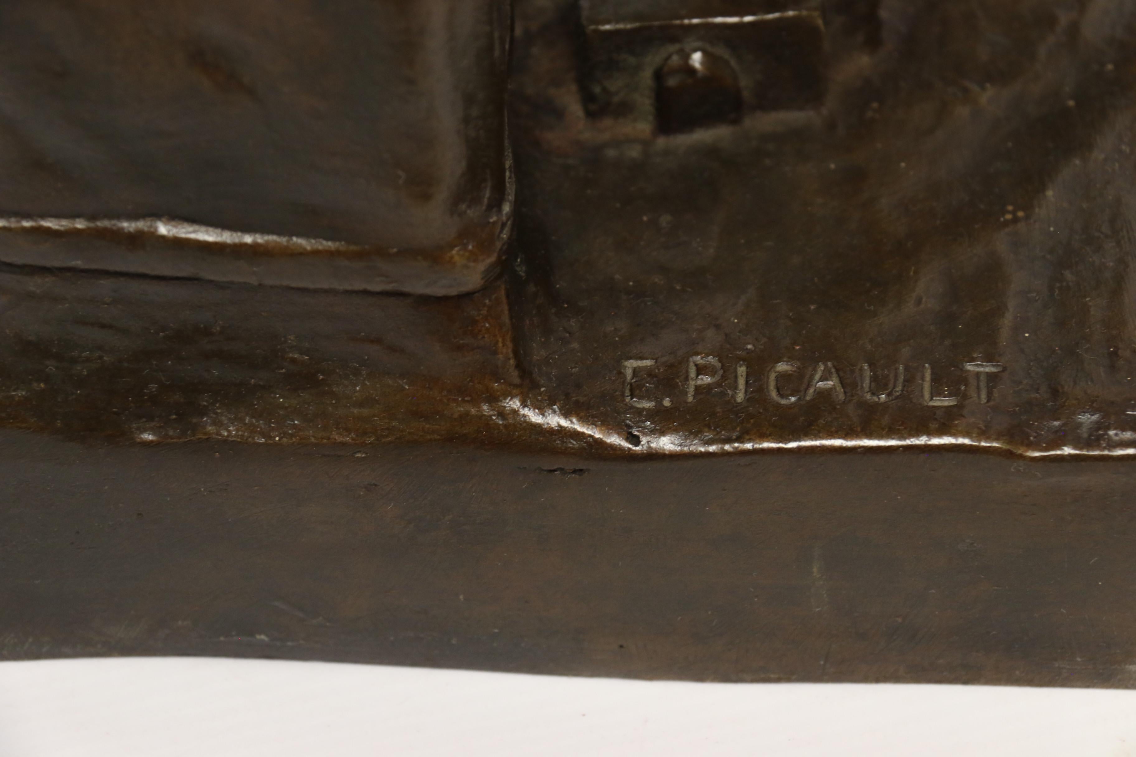 Late 19th C Bronze Study of a Semi Naked Blacksmith by E. L Picault French C1890 10