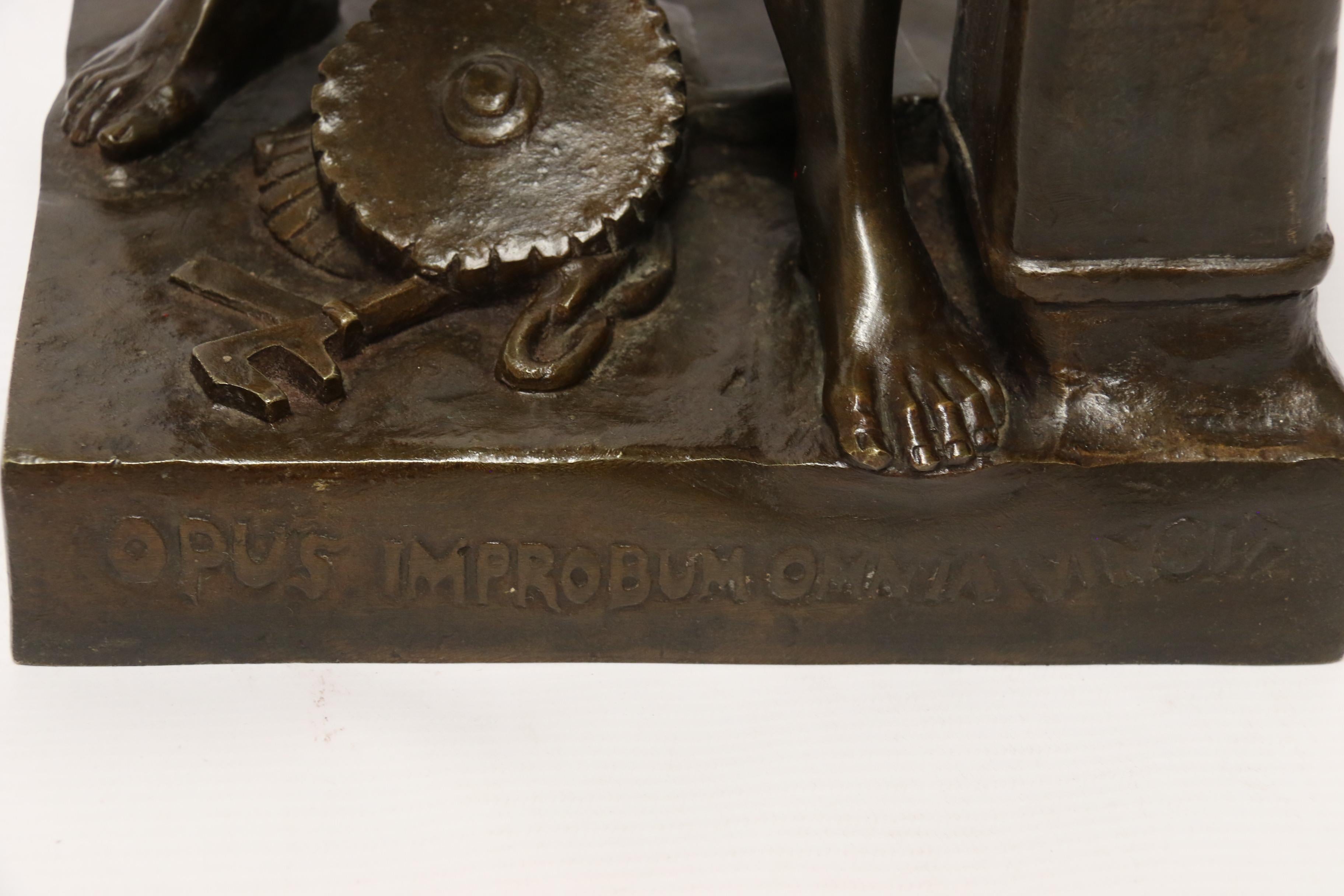 Late 19th C Bronze Study of a Semi Naked Blacksmith by E. L Picault French C1890 11