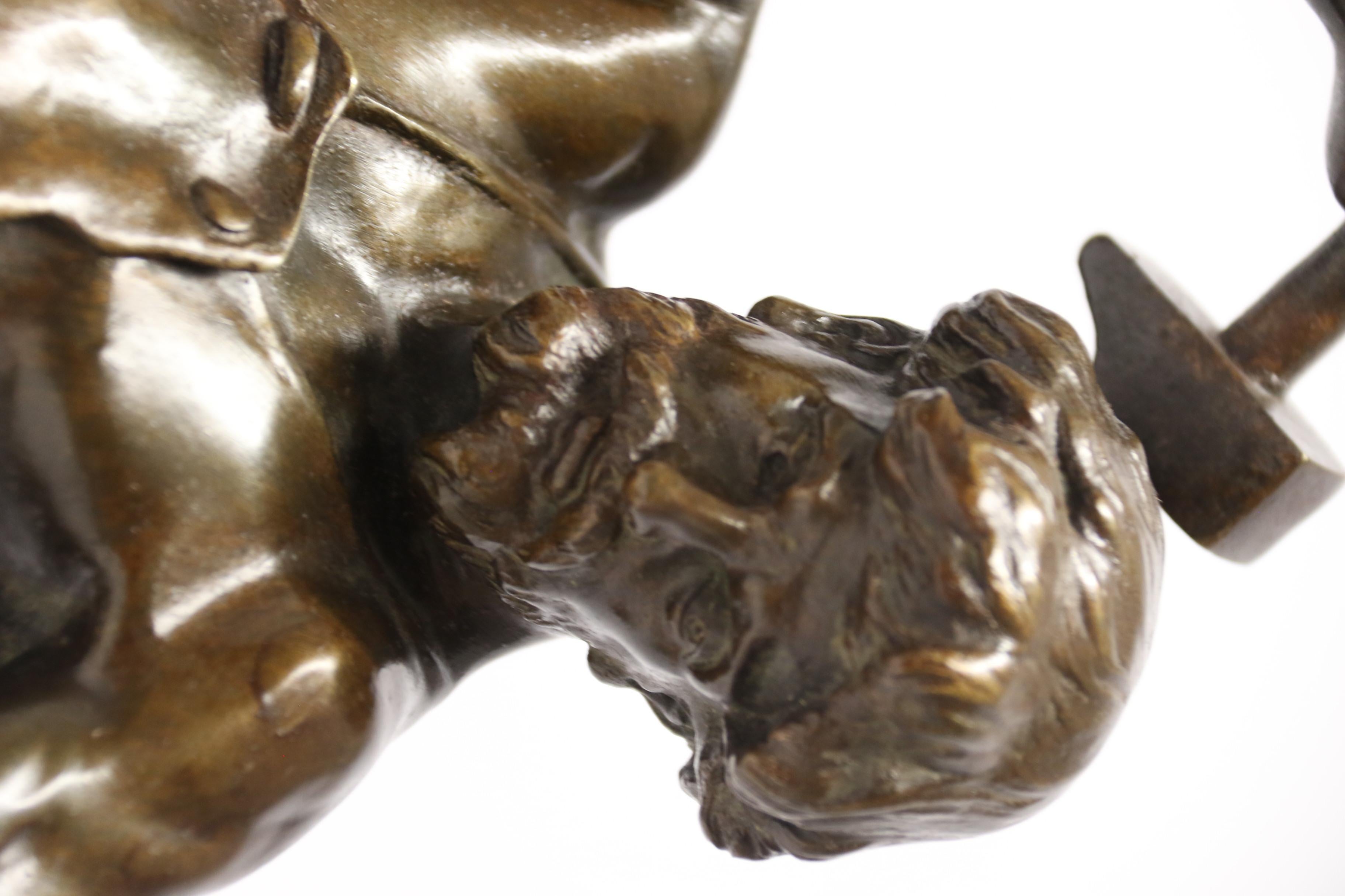 19th Century Late 19th C Bronze Study of a Semi Naked Blacksmith by E. L Picault French C1890
