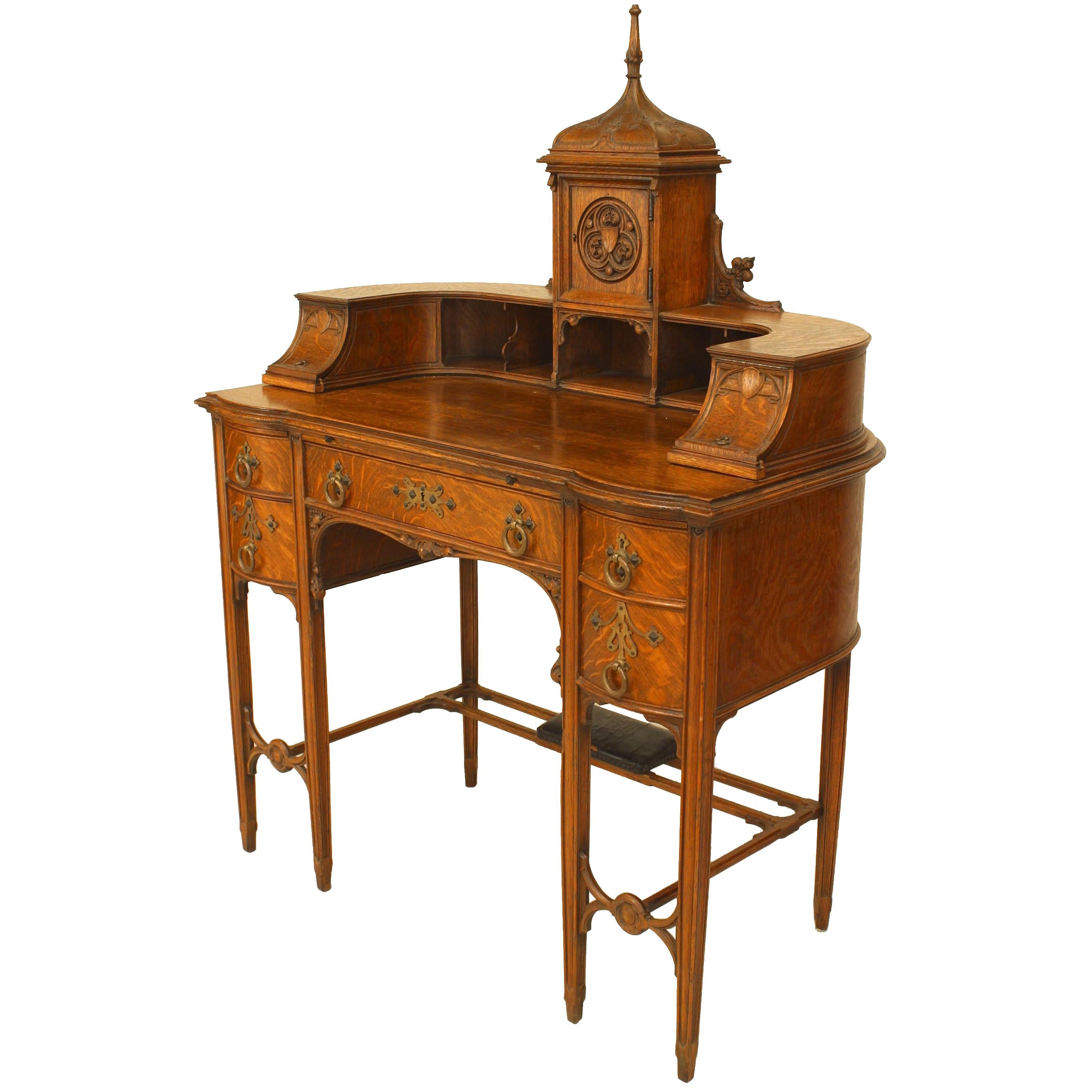 American Victorian Gothic Revival "Carlton House" Desk For Sale